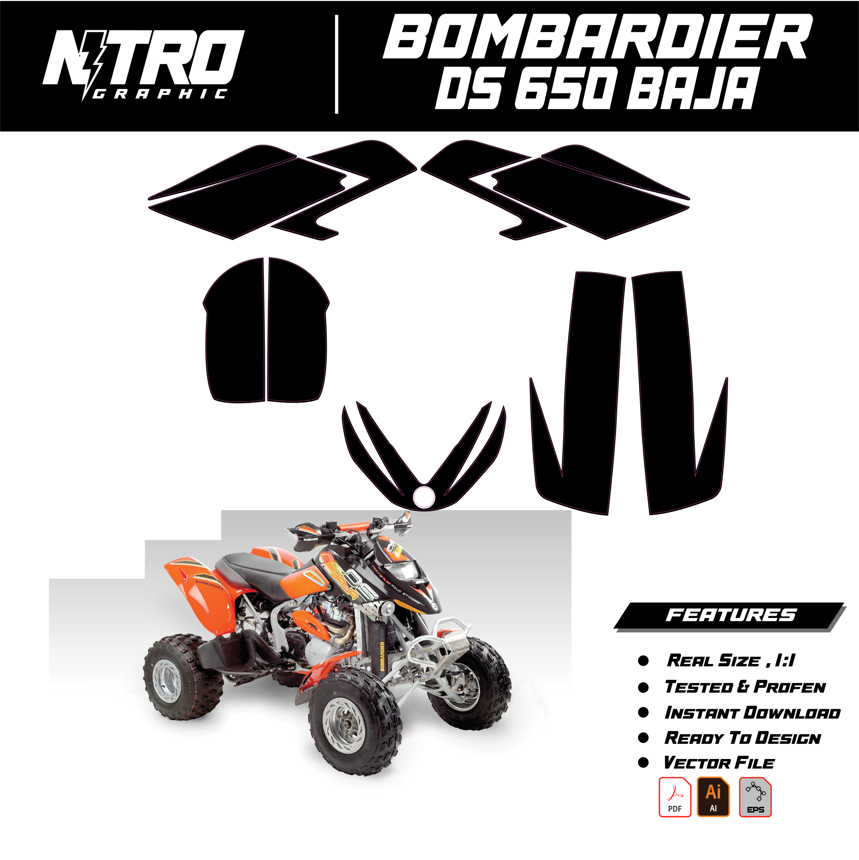 TTEMPLATE BOMBARDIER DS 650 BAJA QUADS ATV