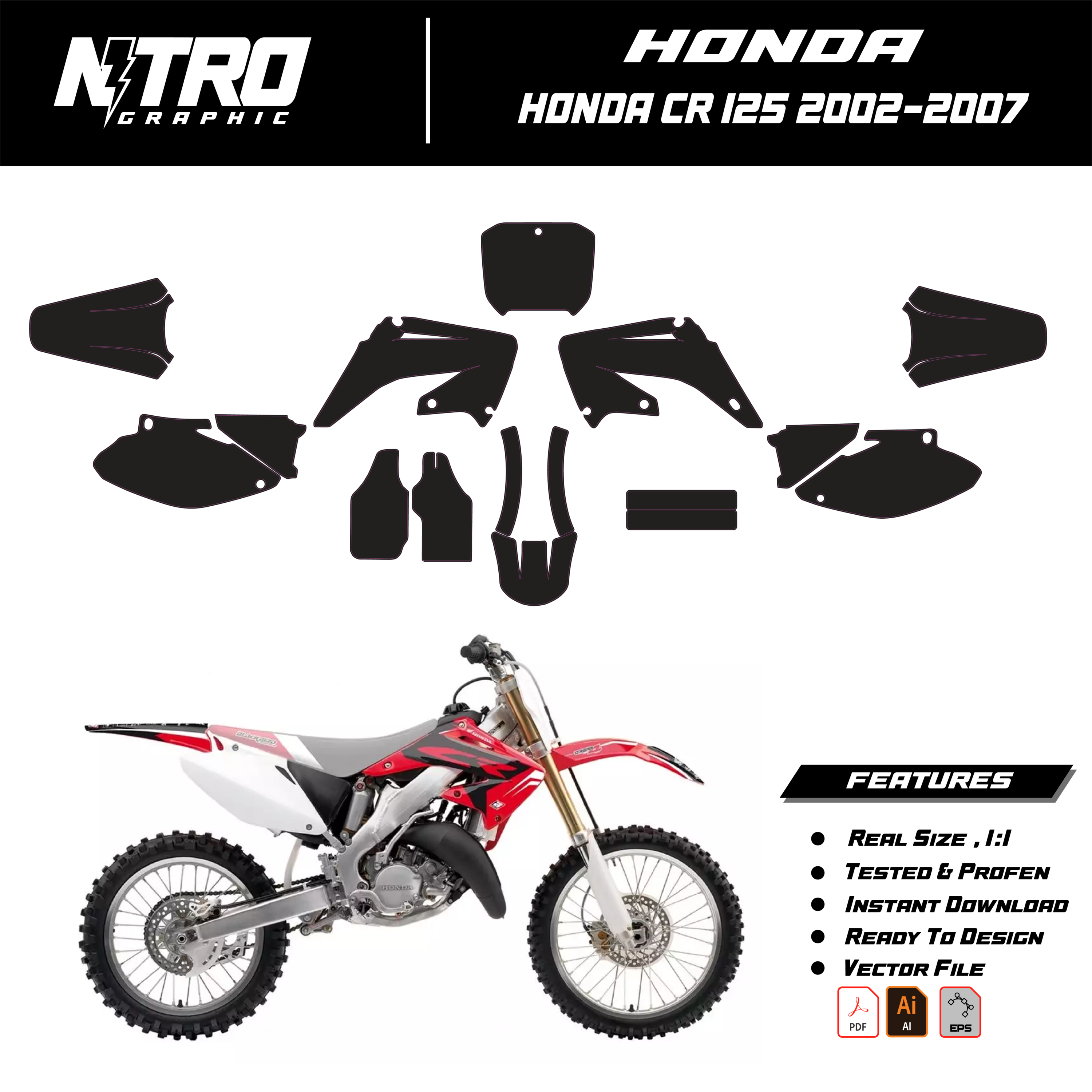 TEMPLATE HONDA CR 125 2002 2003 2004 2005 2006 2007