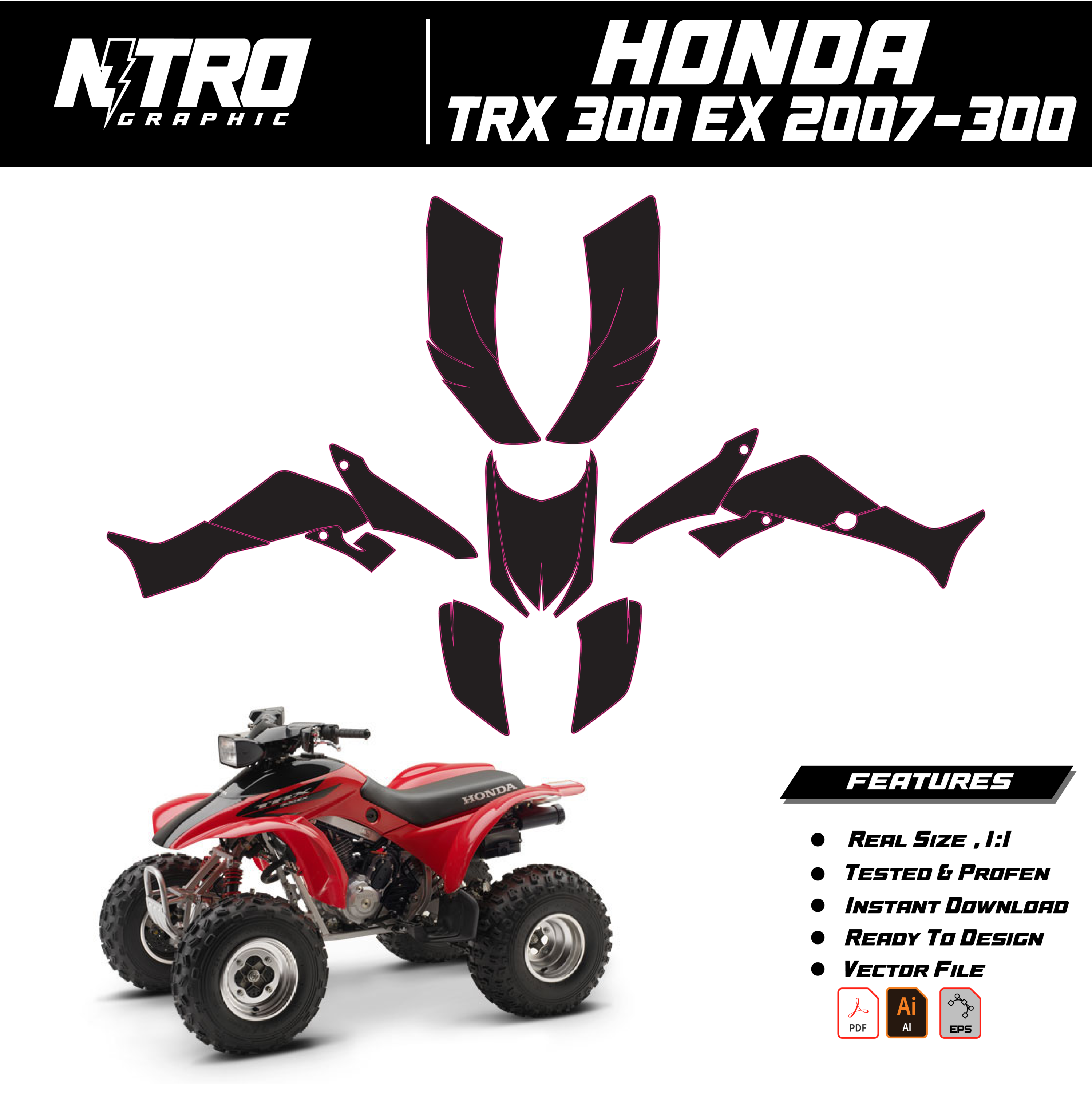 TEMPLATE HONDA TRX 300 EX 2007-300 QUADS ATV