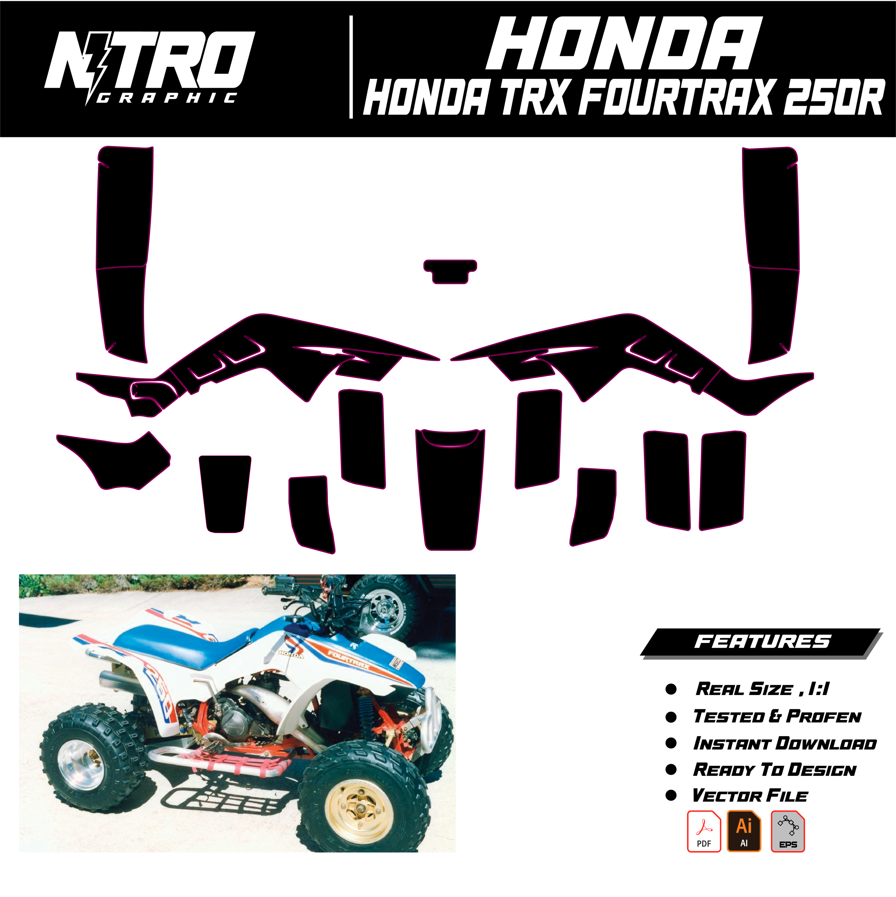 TEMPLATE HONDA TRX FOURTRAX 250R QUADS ATV