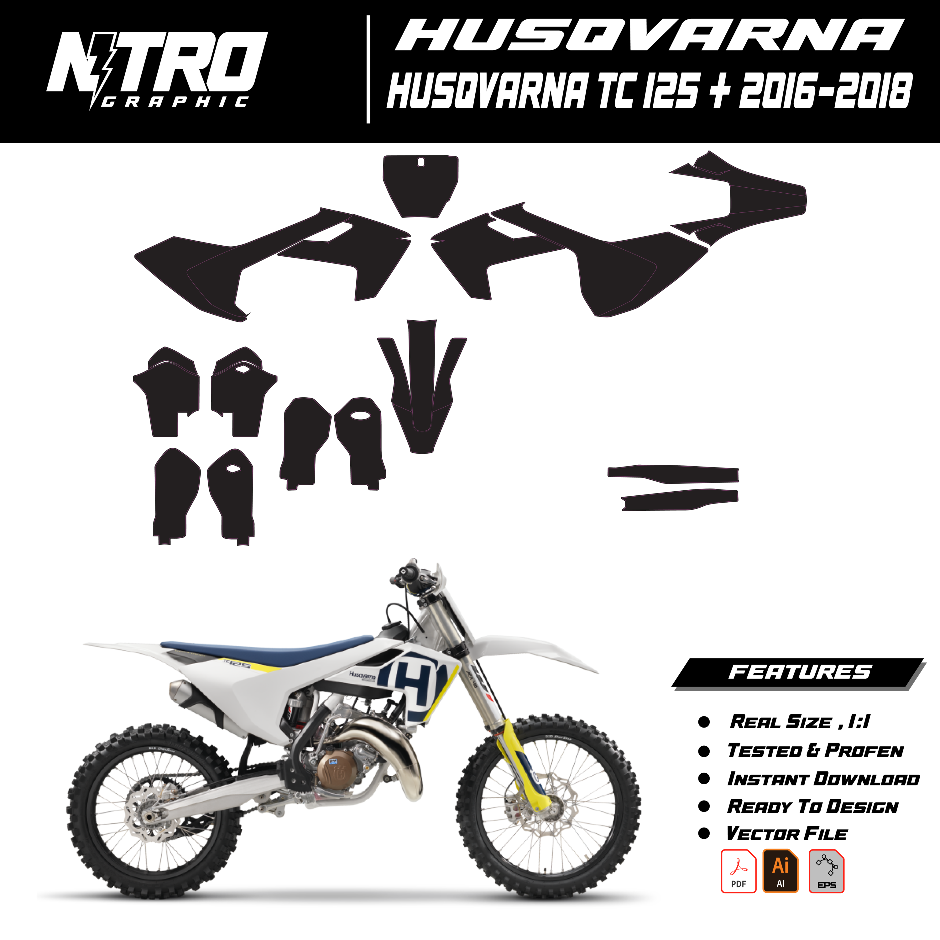 TEMPLATE HUSQVARNA TC 125 + 2016 2017 2018