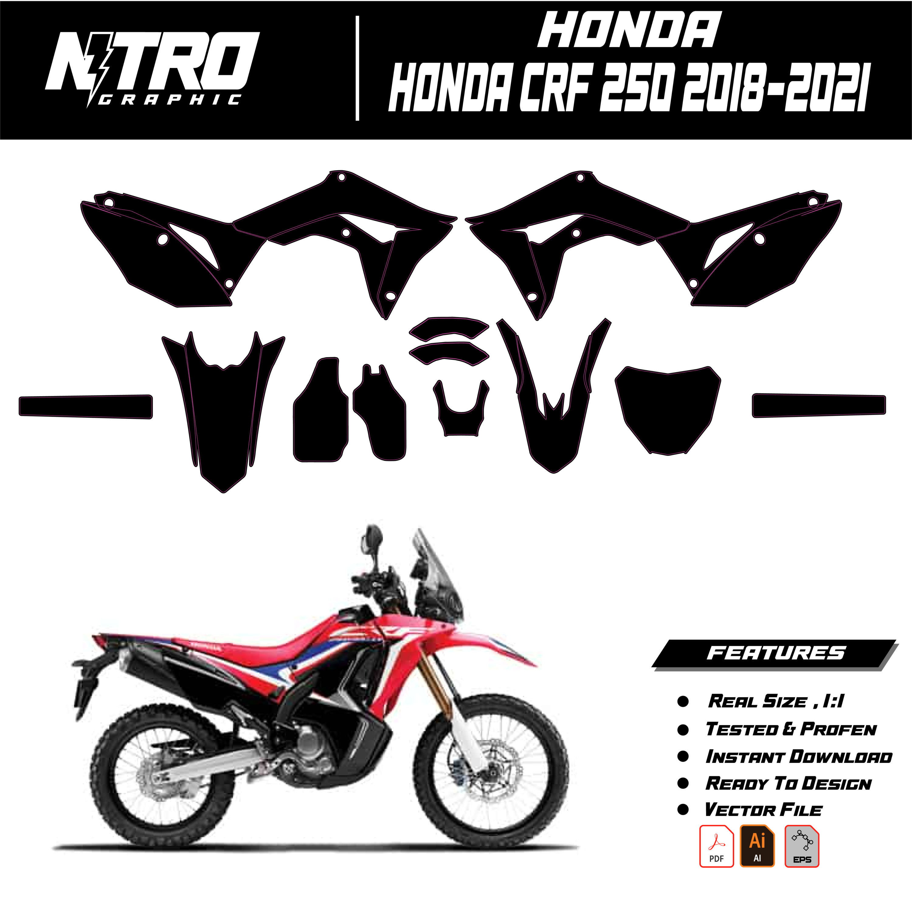 TEMPLATE Honda CRF 250 2018 2019 2020 2021