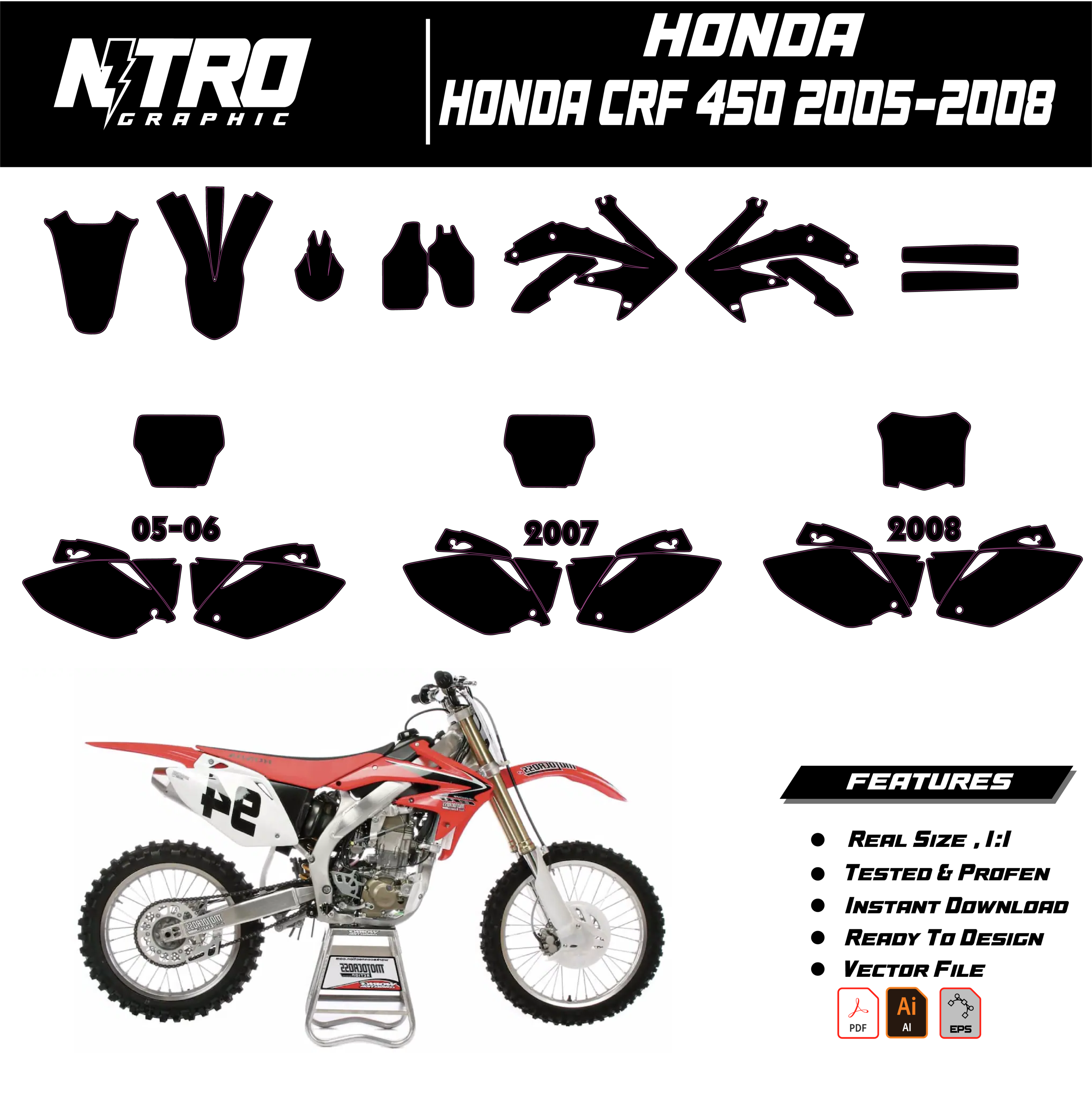 TEMPLATE Honda CRF 450 2005 2006 2007 2008