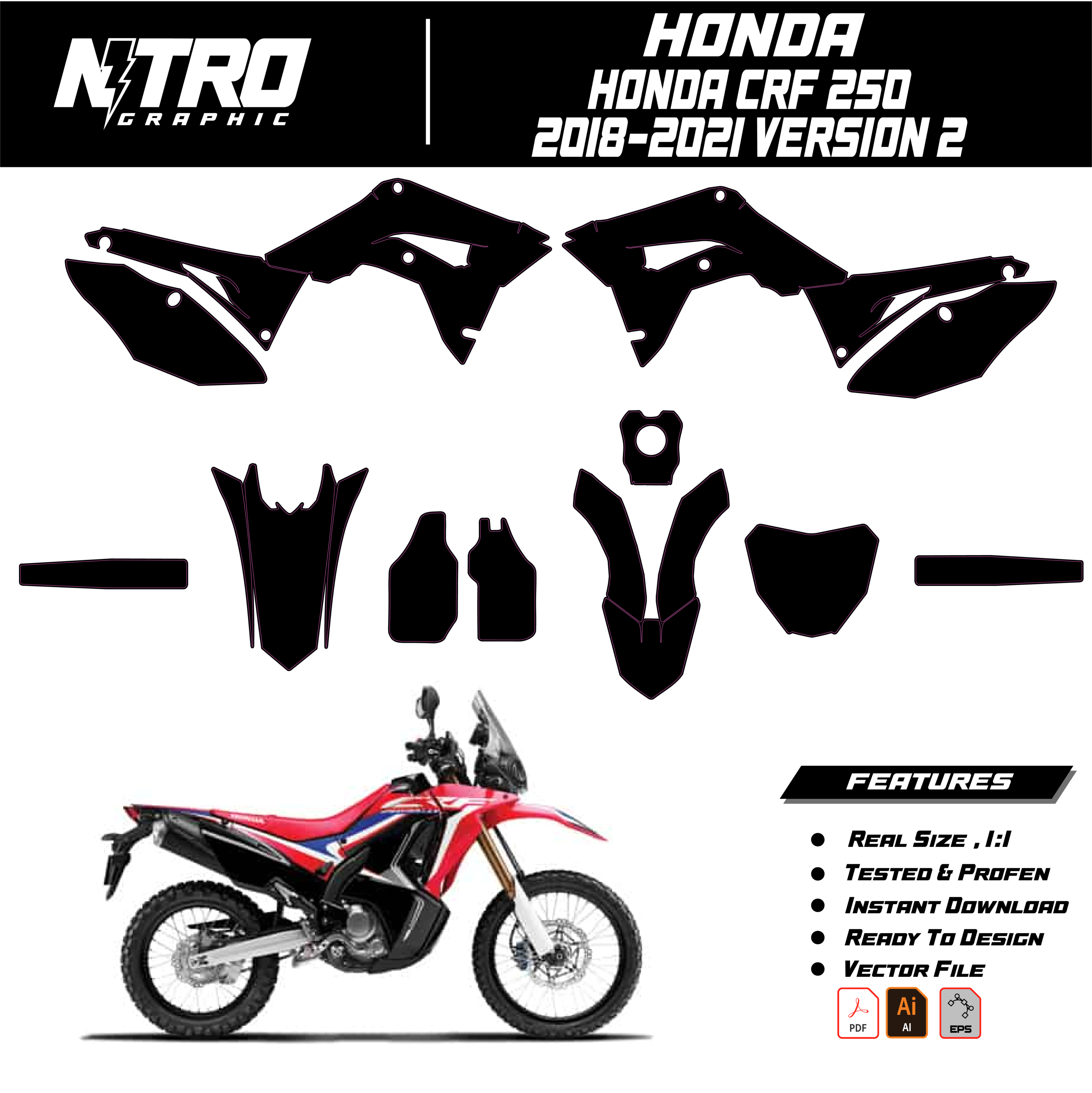 TEMPLATE Honda CRF 250 2018 2019 2020 2021 VERSION 2