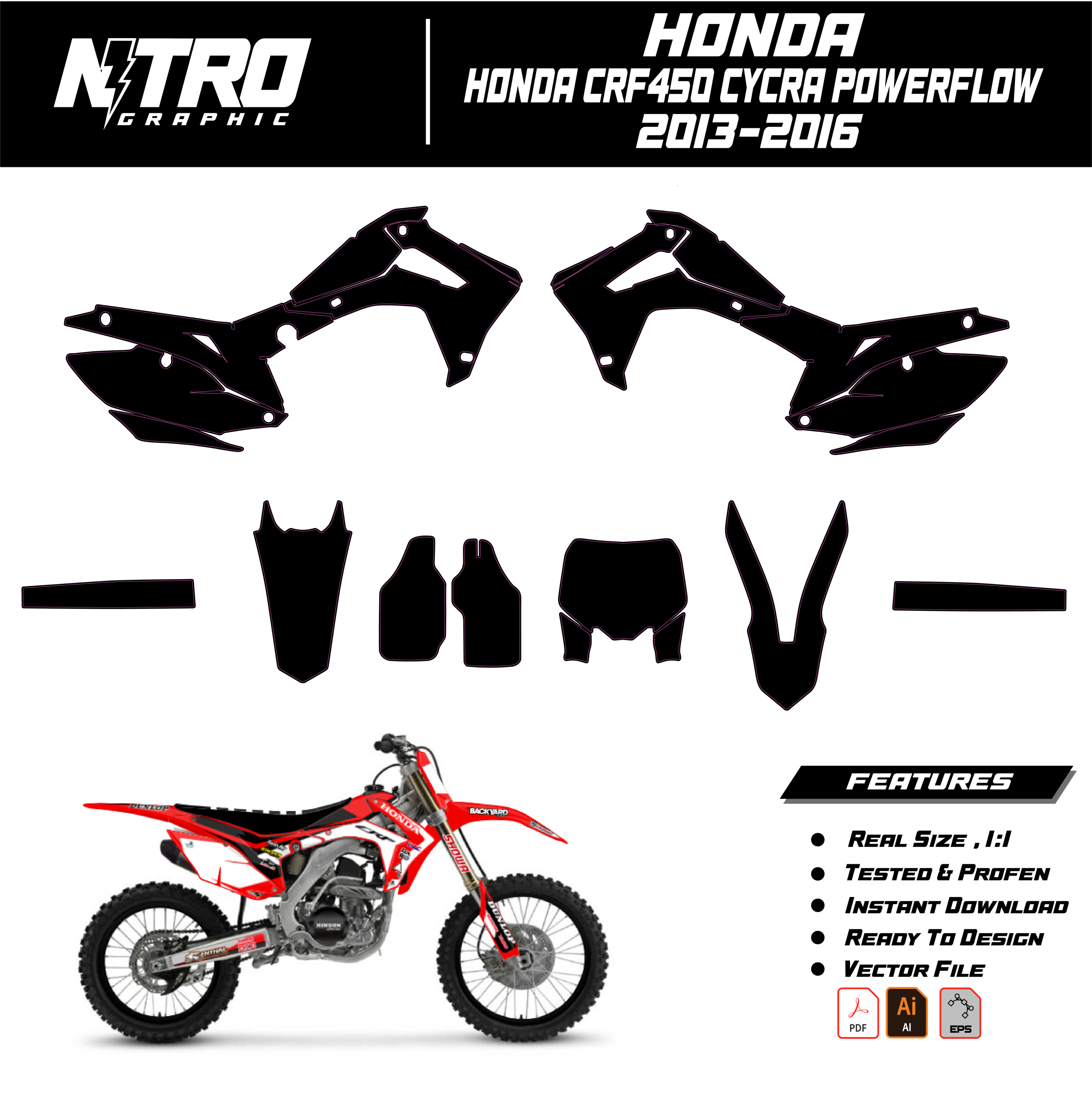 TEMPLATE Honda CRF 450 CYCRA POWER FLOW 2013 2014 2015 2016