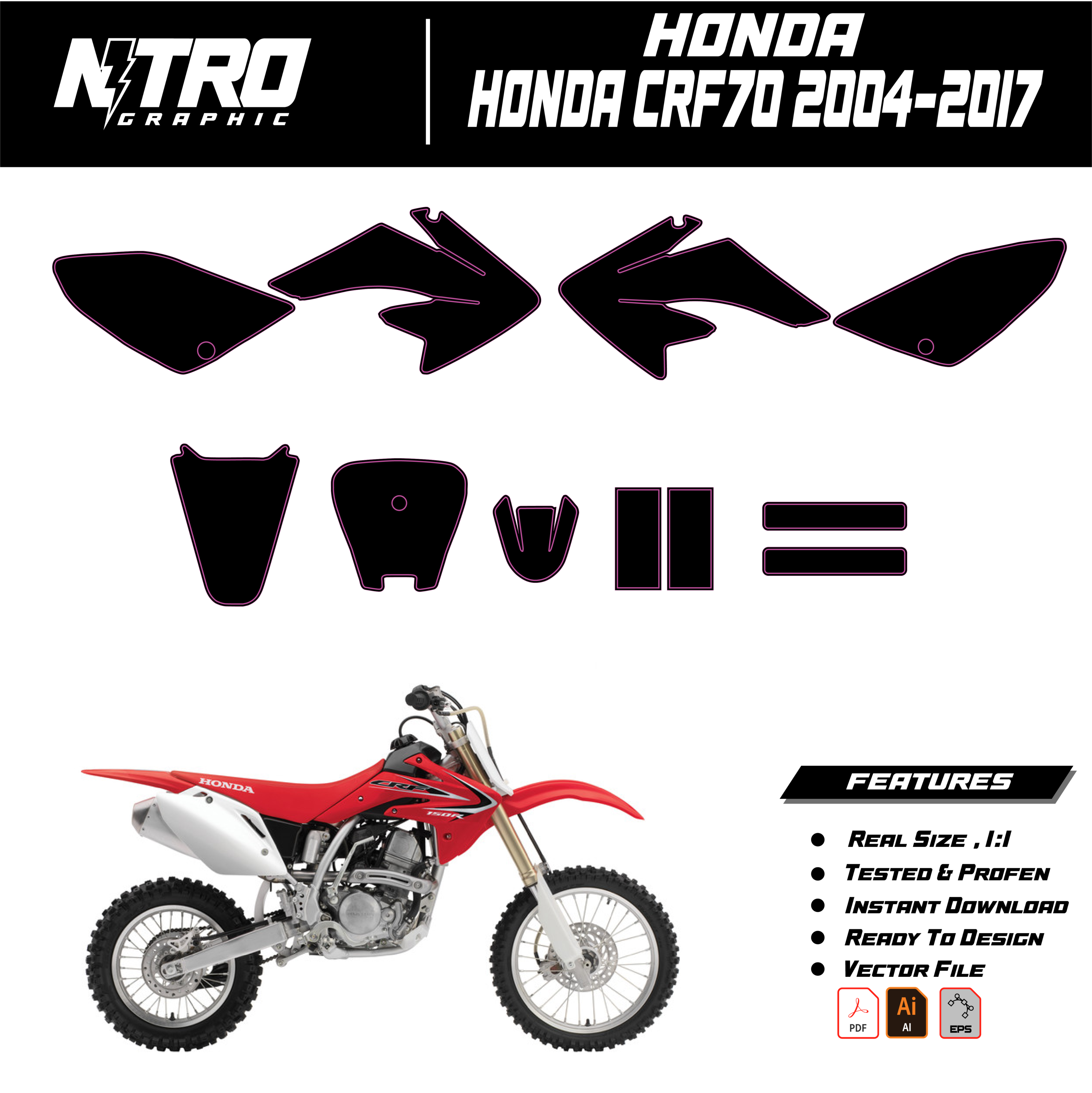 TEMPLATE Honda CRF 70 2004-2017