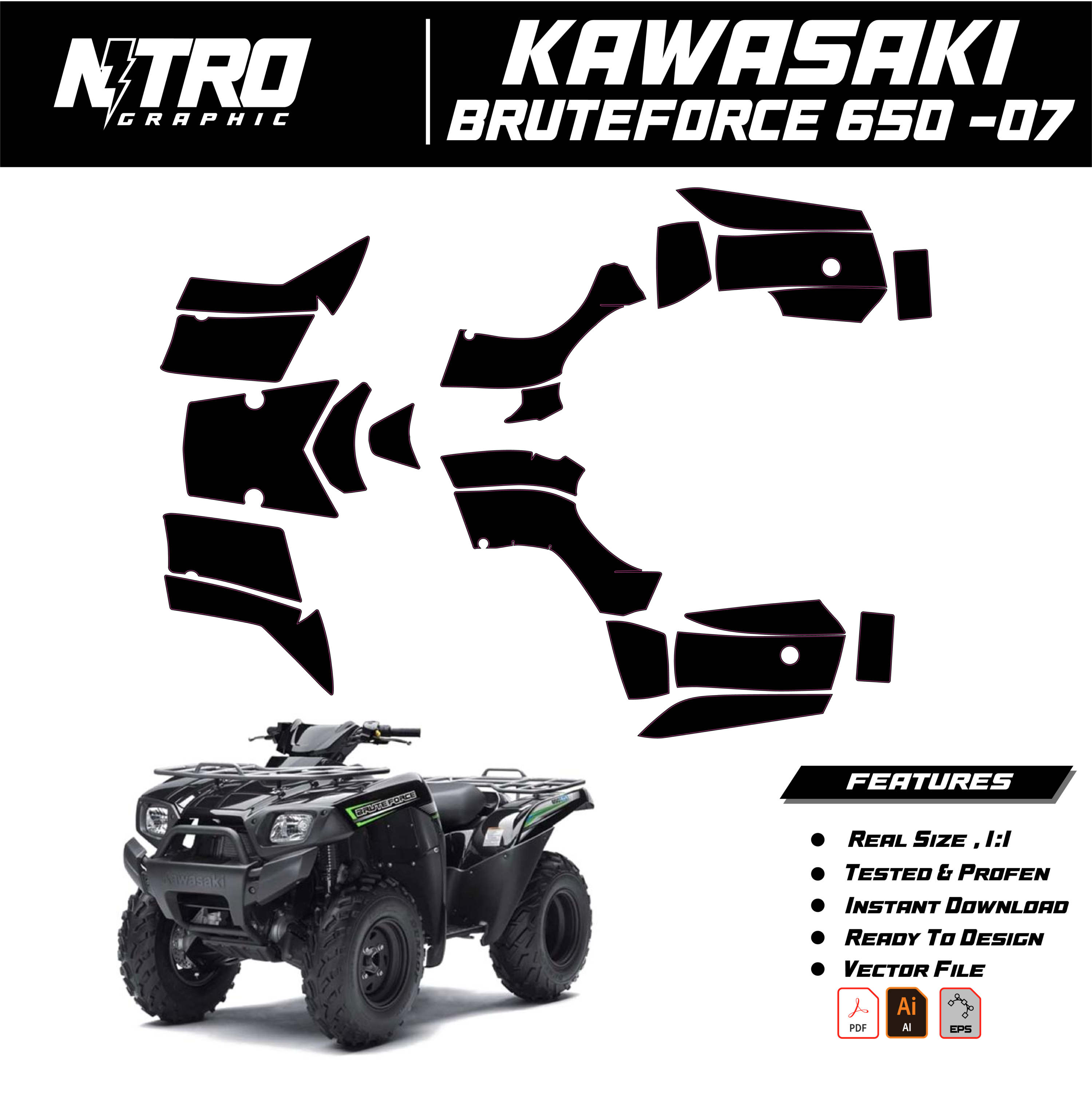TEMPLATE KAWASAKI BRUTE FORCE 650 2007 QUADS ATV