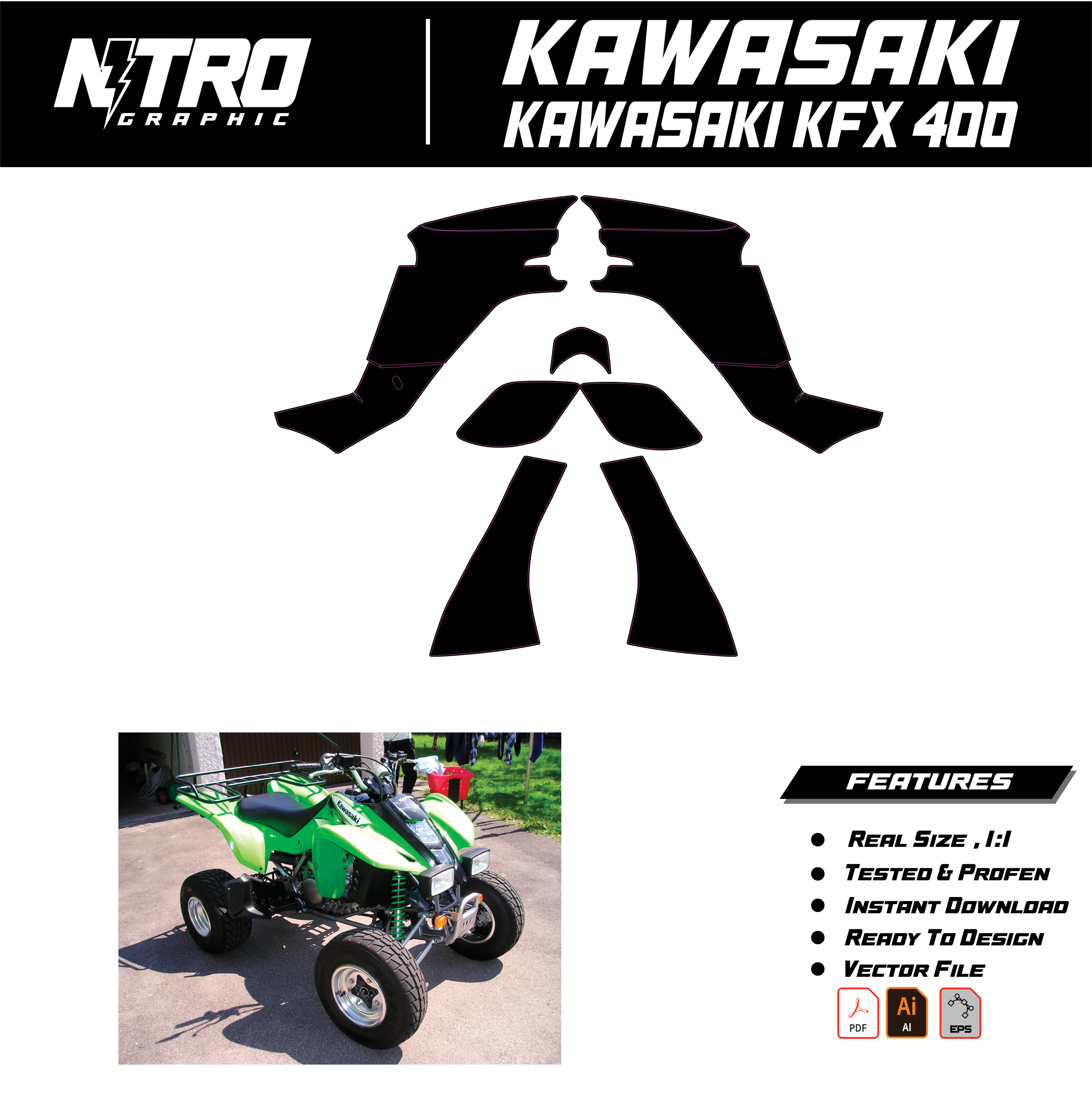 TEMPLATE KAWASAKI KFX 400 QUADS ATV