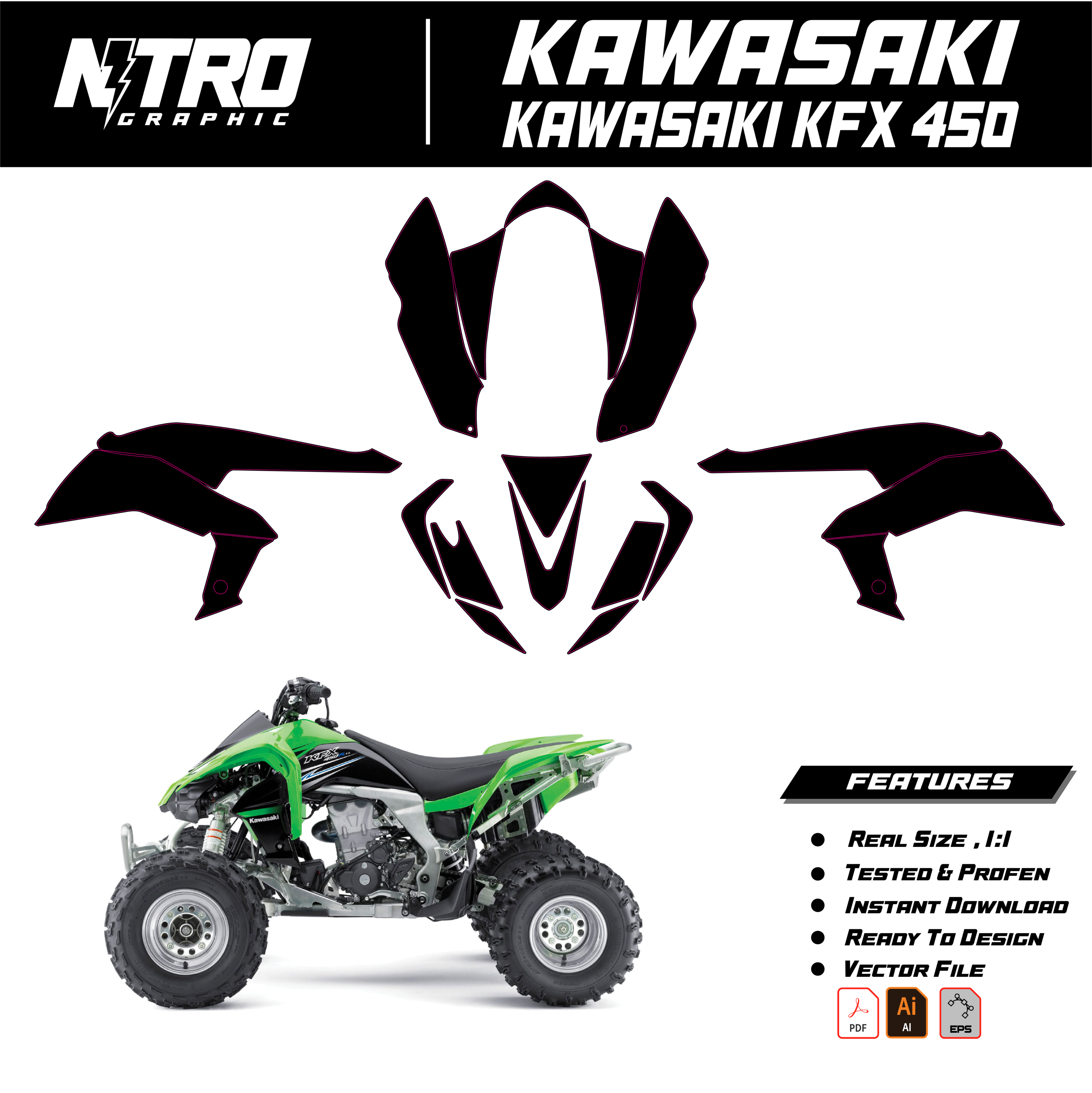 TEMPLATE KAWASAKI KFX 450 QUADS ATV