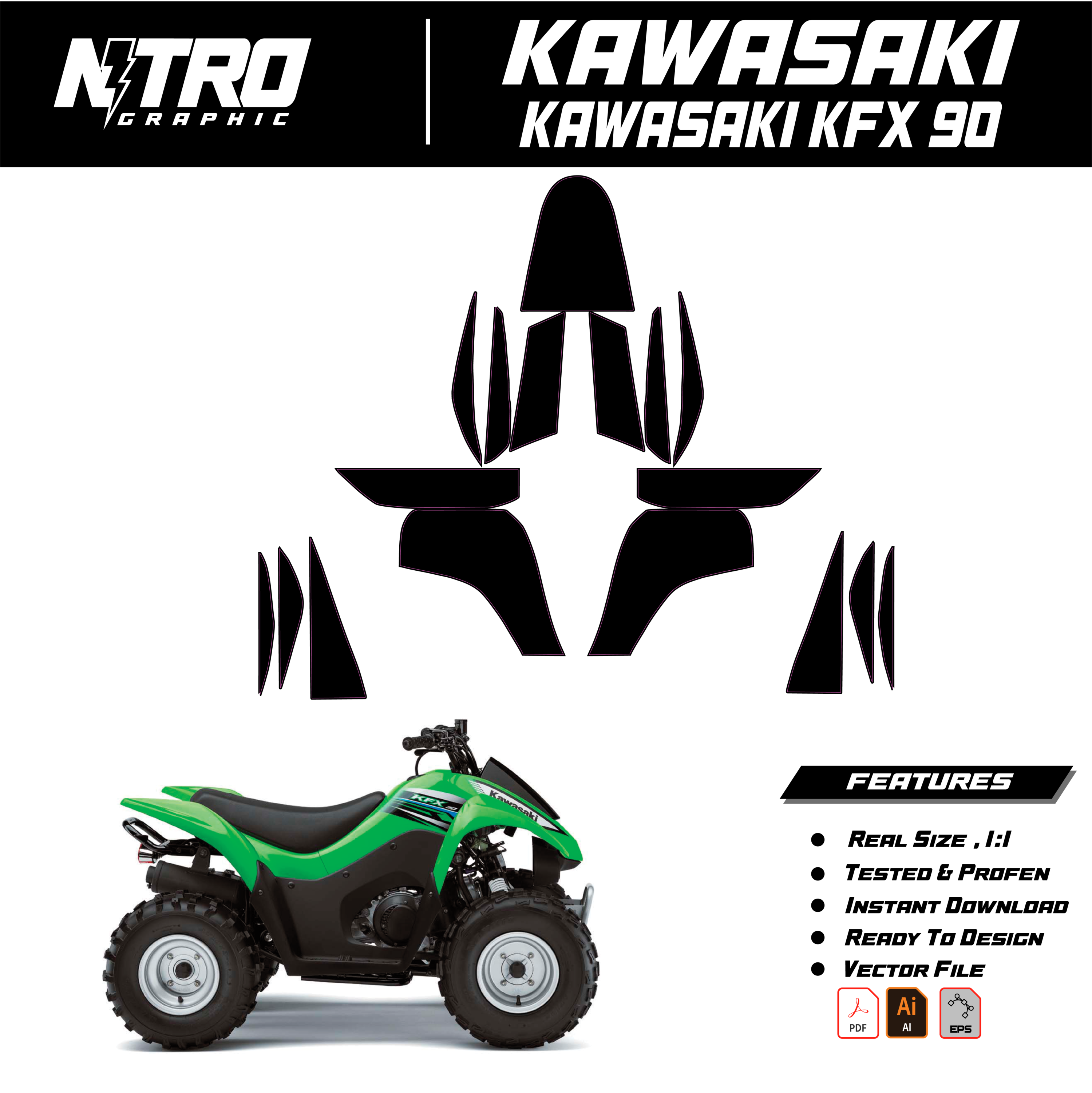 TEMPLATE KAWASAKI KFX 90 QUADS ATV