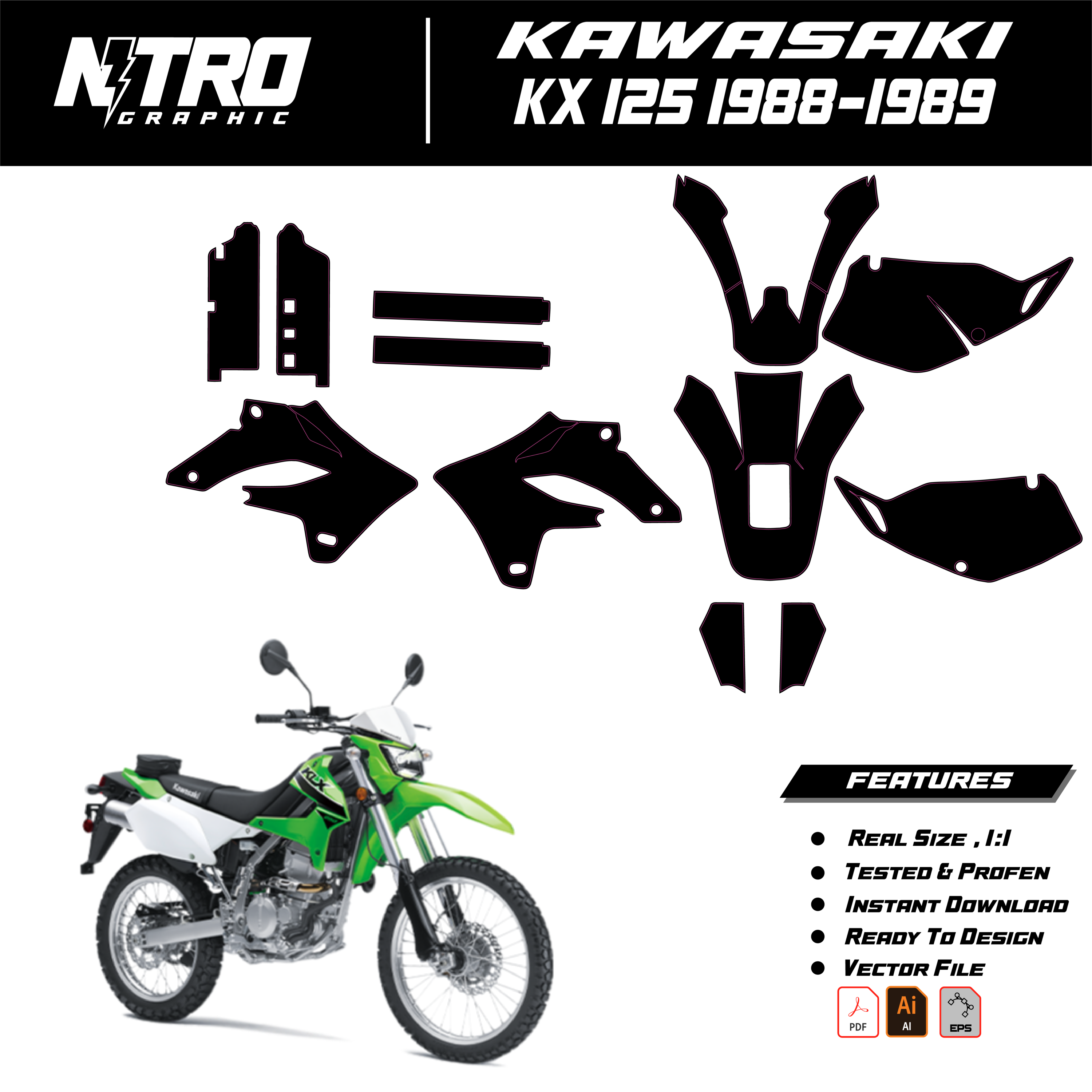 TEMPLATE KAWASAKI KLX 250 2005 2006 2007