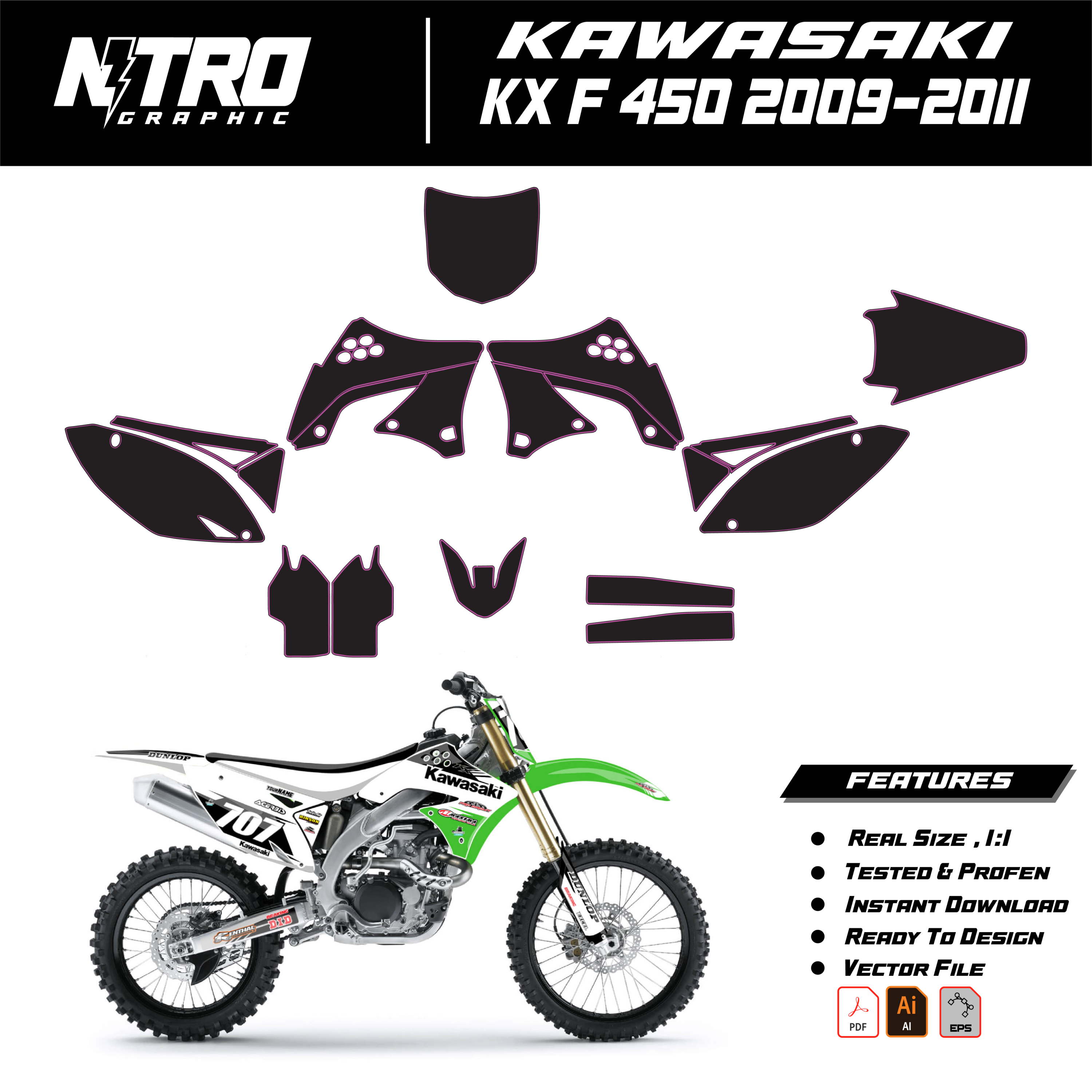 TEMPLATE KAWASAKI KX F 450 2009 2010 2011