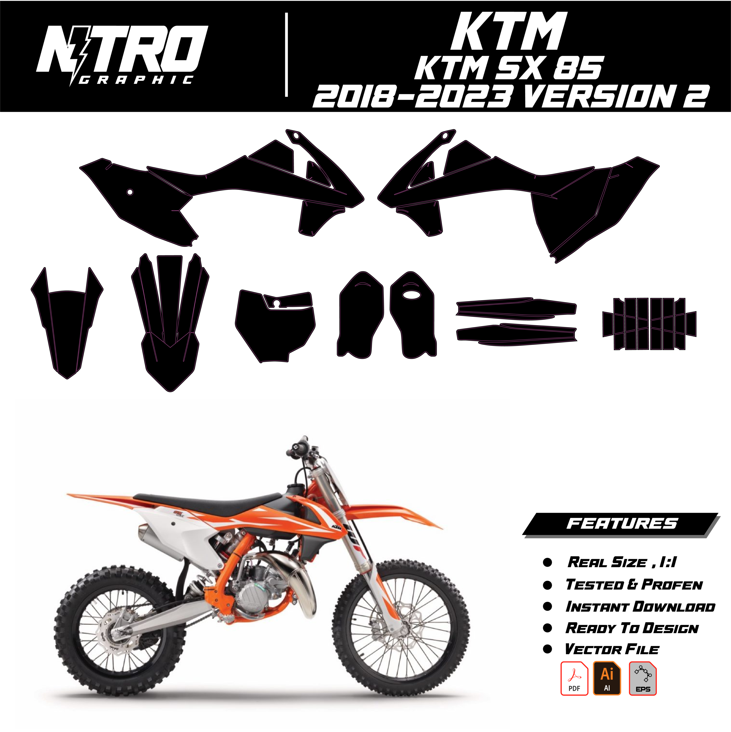TEMPLATE KTM SX 85 2018 2019 2020 2021 2022 2023 VERSION 2