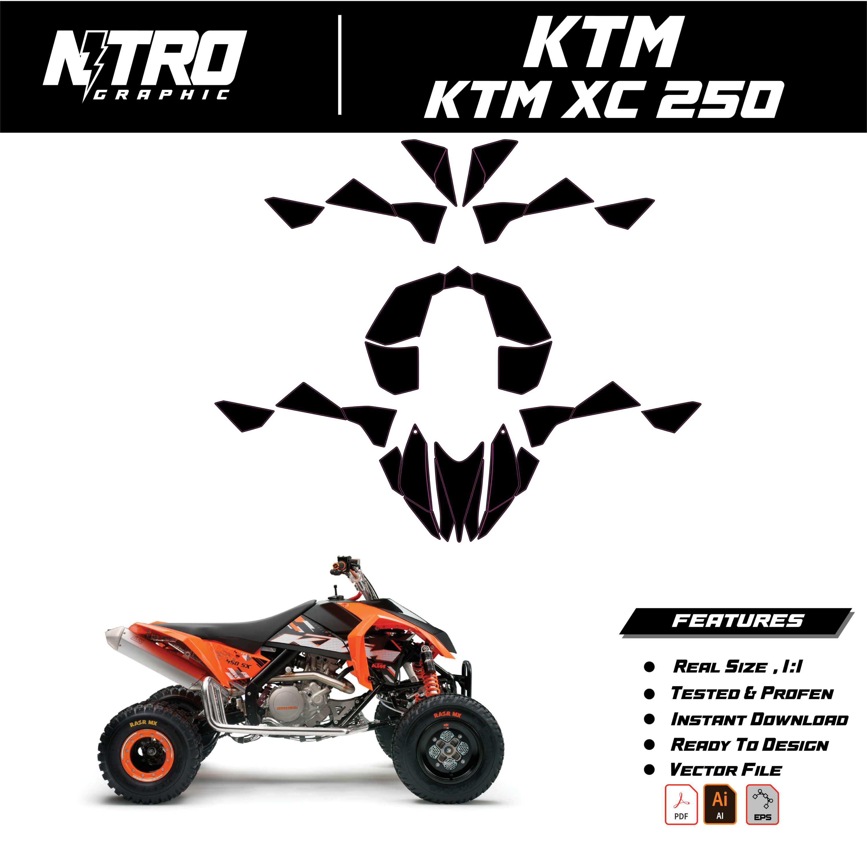 TEMPLATE KTM XC 250 QUADS ATV