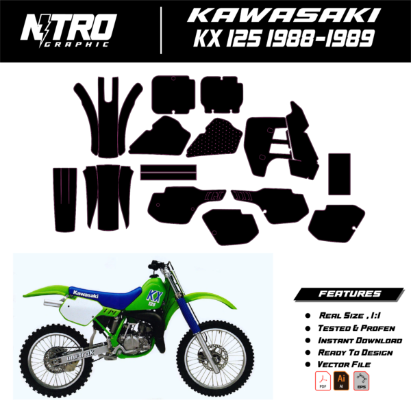 TEMPLATE Kawasaki KX 125 1988-1989