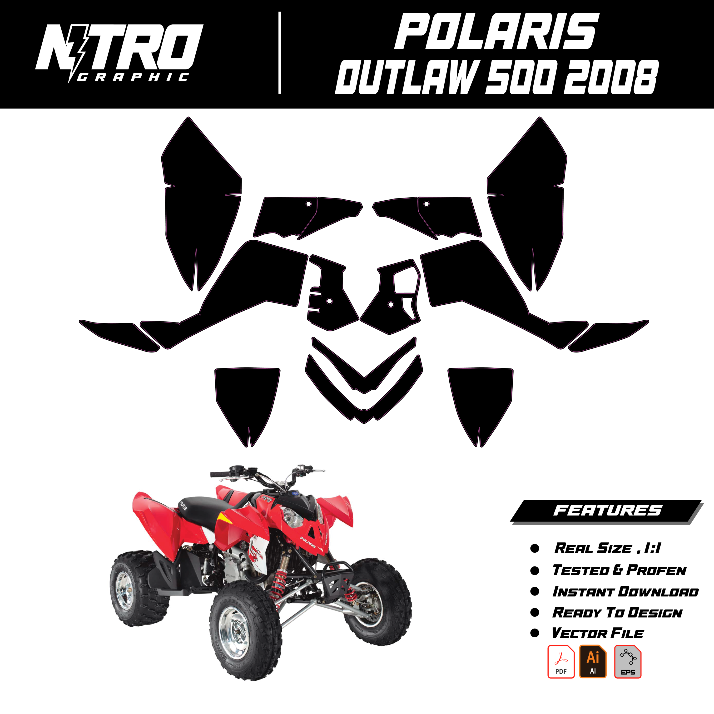 TEMPLATE Polaris Outlaw 500 2008 QUADS ATV