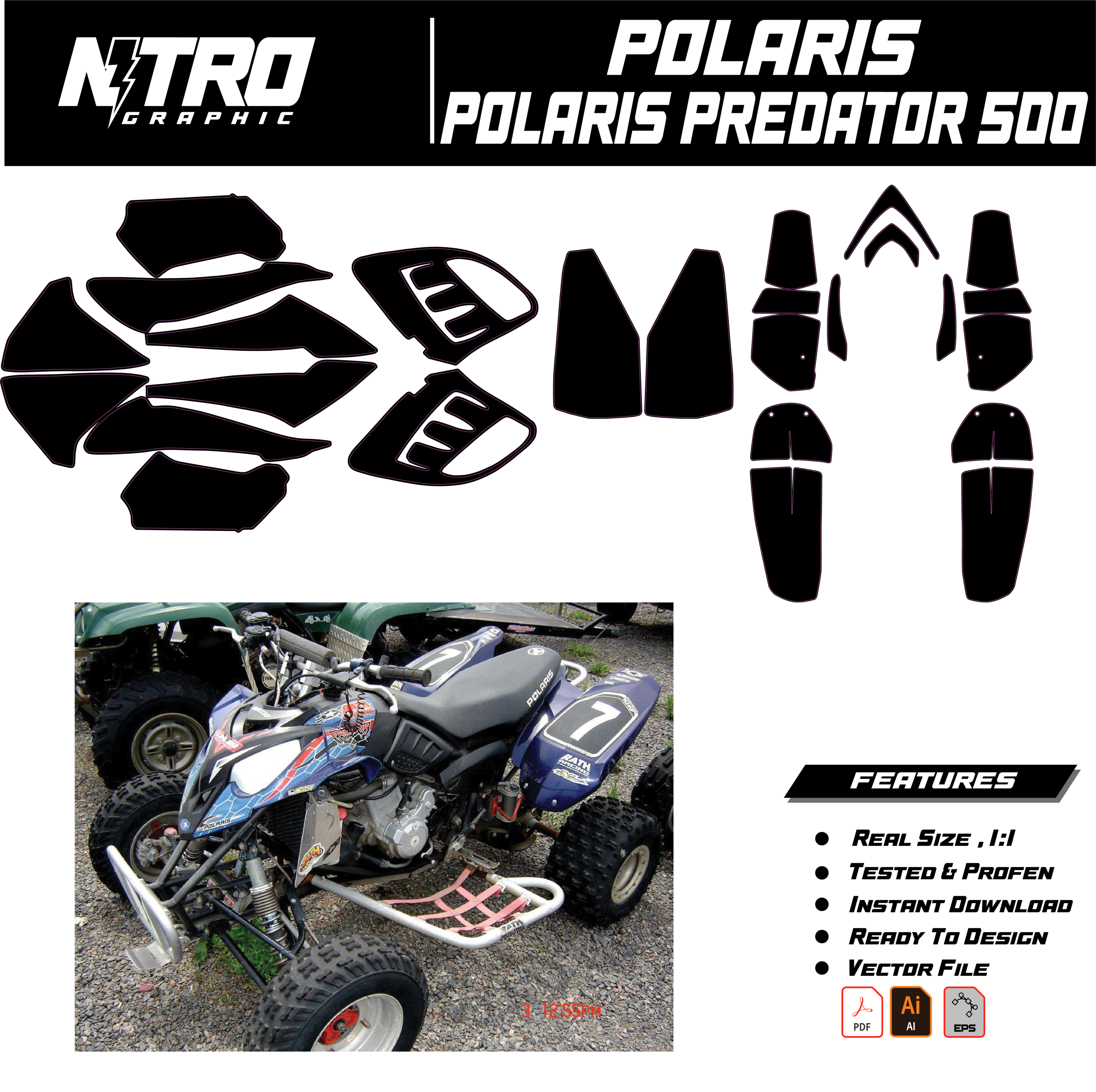 TEMPLATE Polaris Predator 500 QUADS ATV