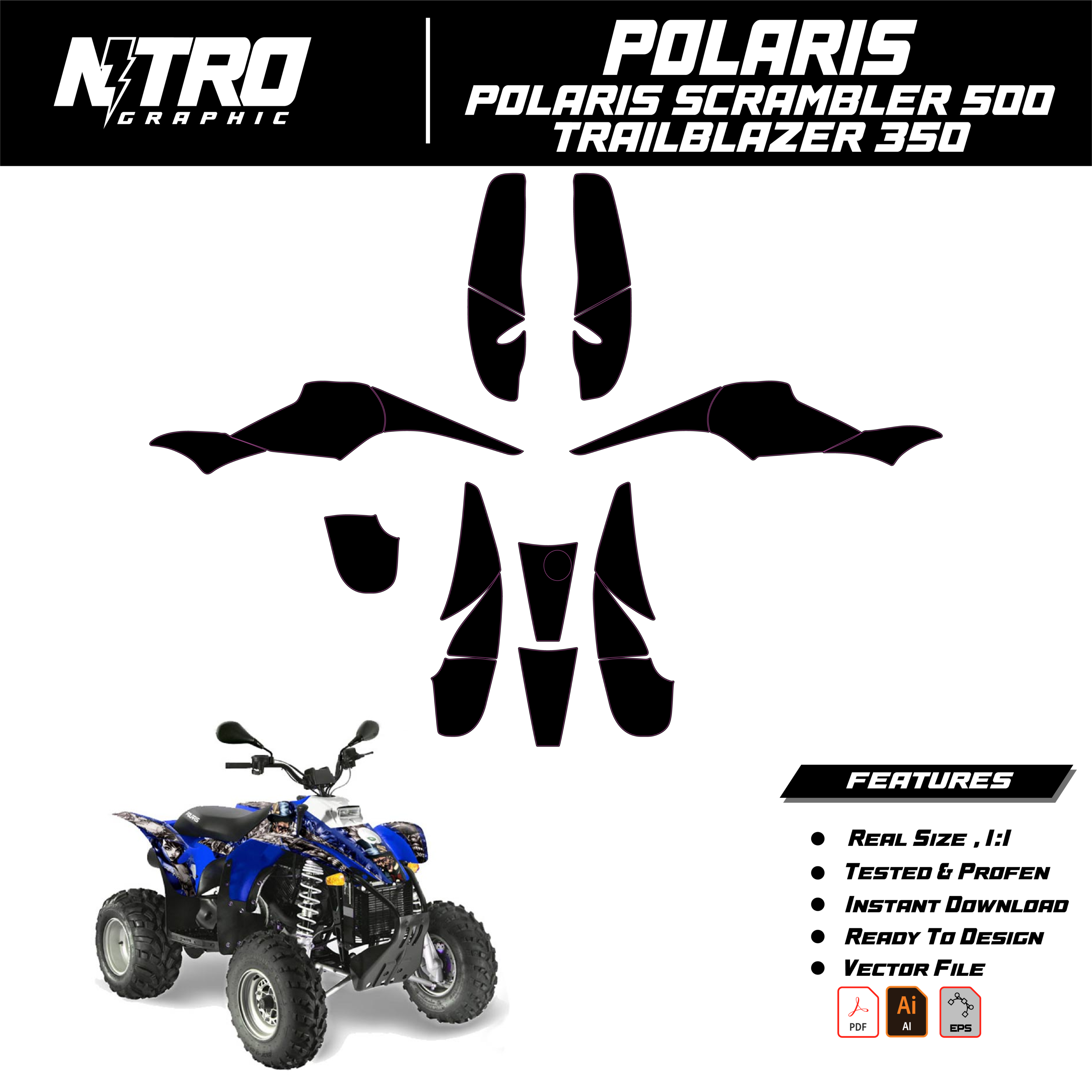 TEMPLATE Polaris Scrambler 500 Trailblazer 350 QUADS ATV