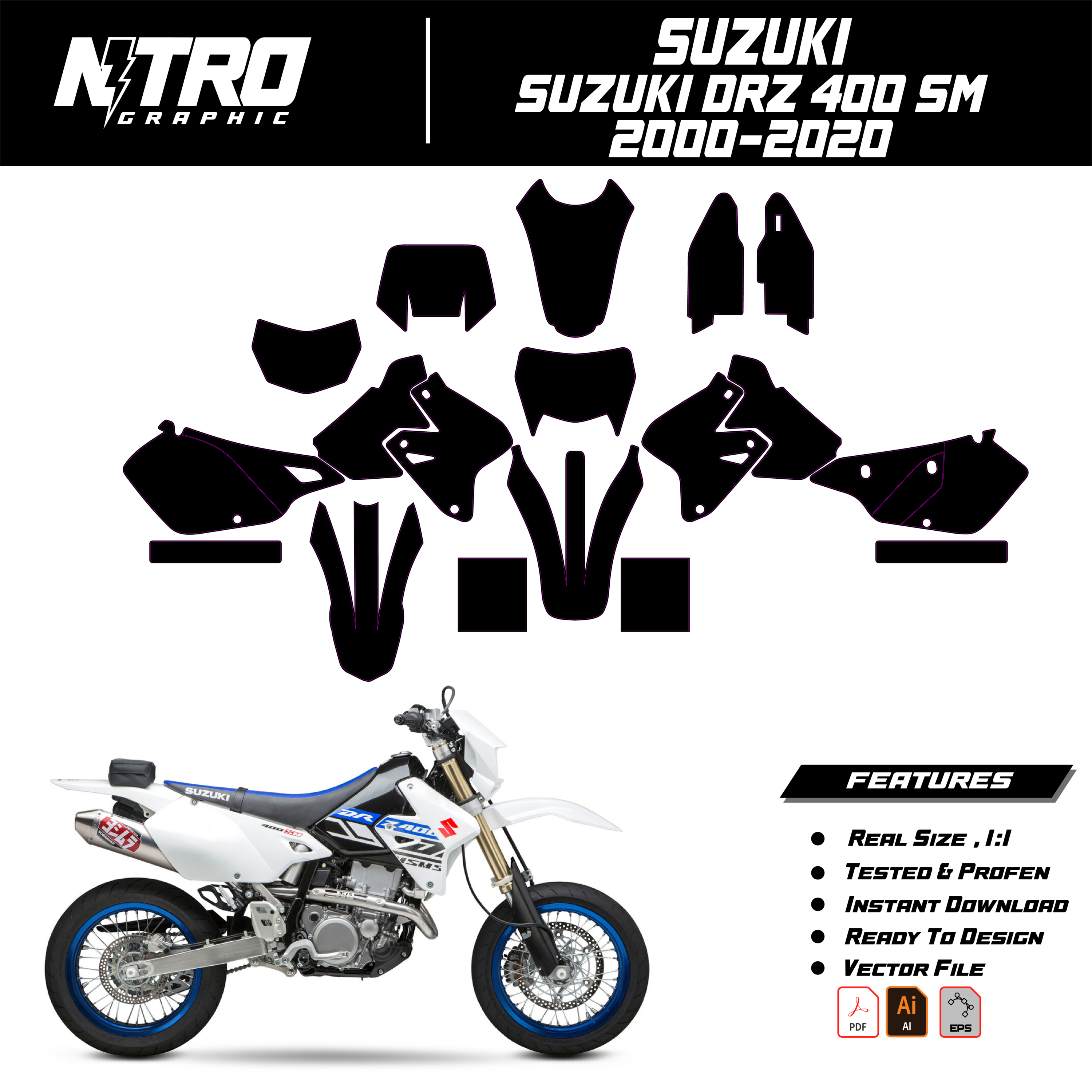 TEMPLATE SUZUKI DRZ 400 SM 2000-2020
