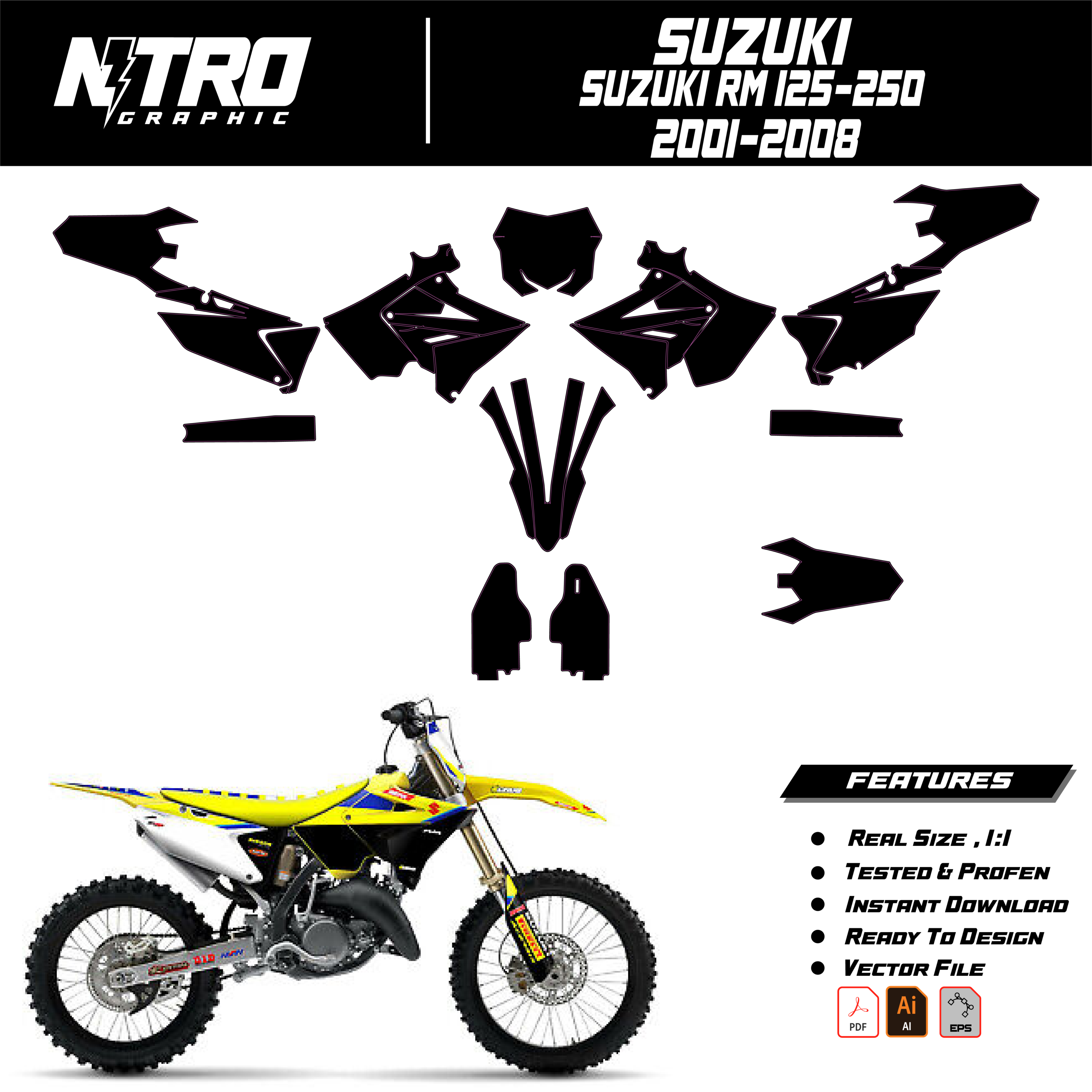 TEMPLATE SUZUKI RM 125-250 2001-2008