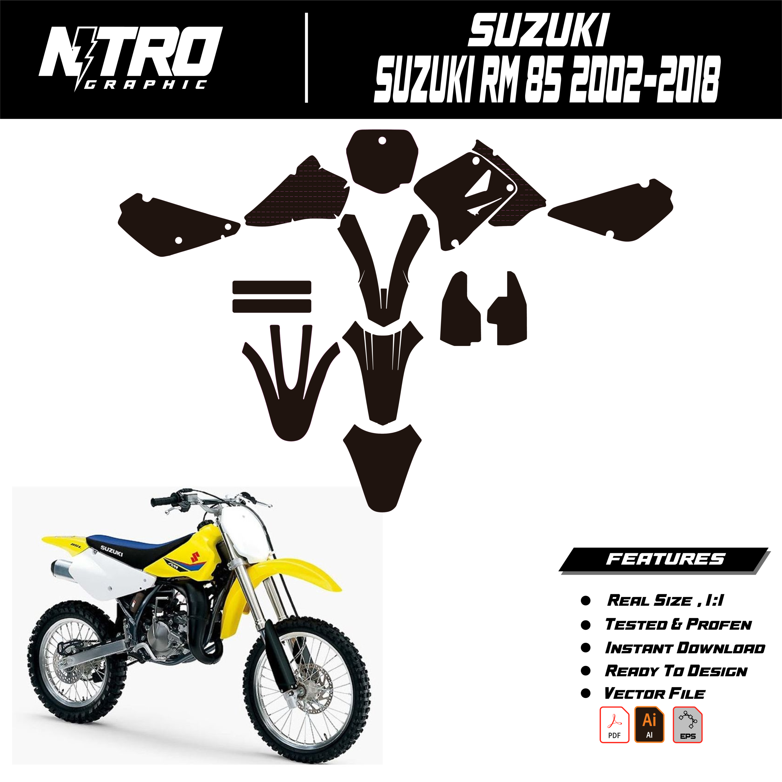 TEMPLATE SUZUKI RM 85 2002-2018