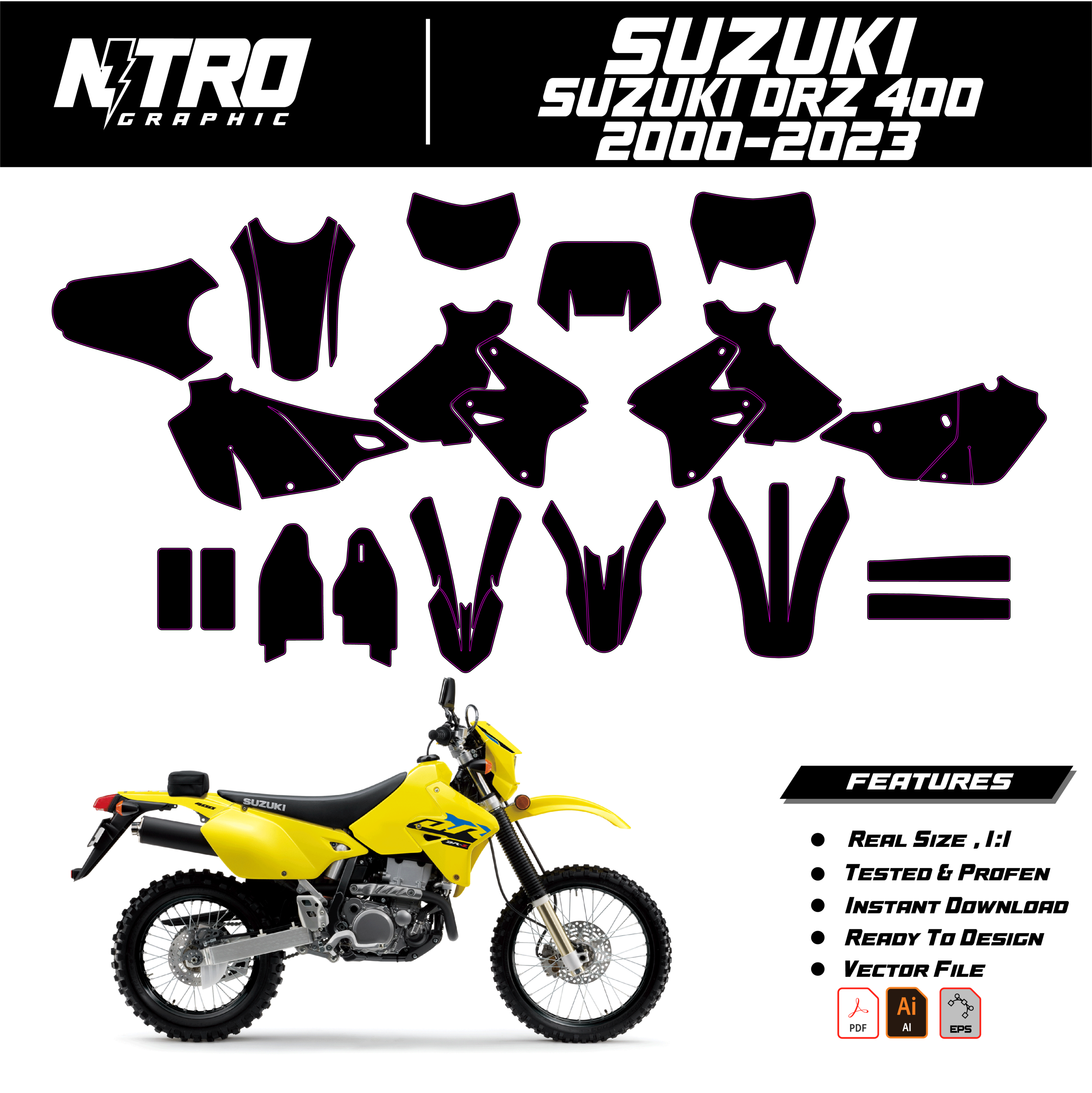 TEMPLATE Suzuki DRZ 400 2000-2023