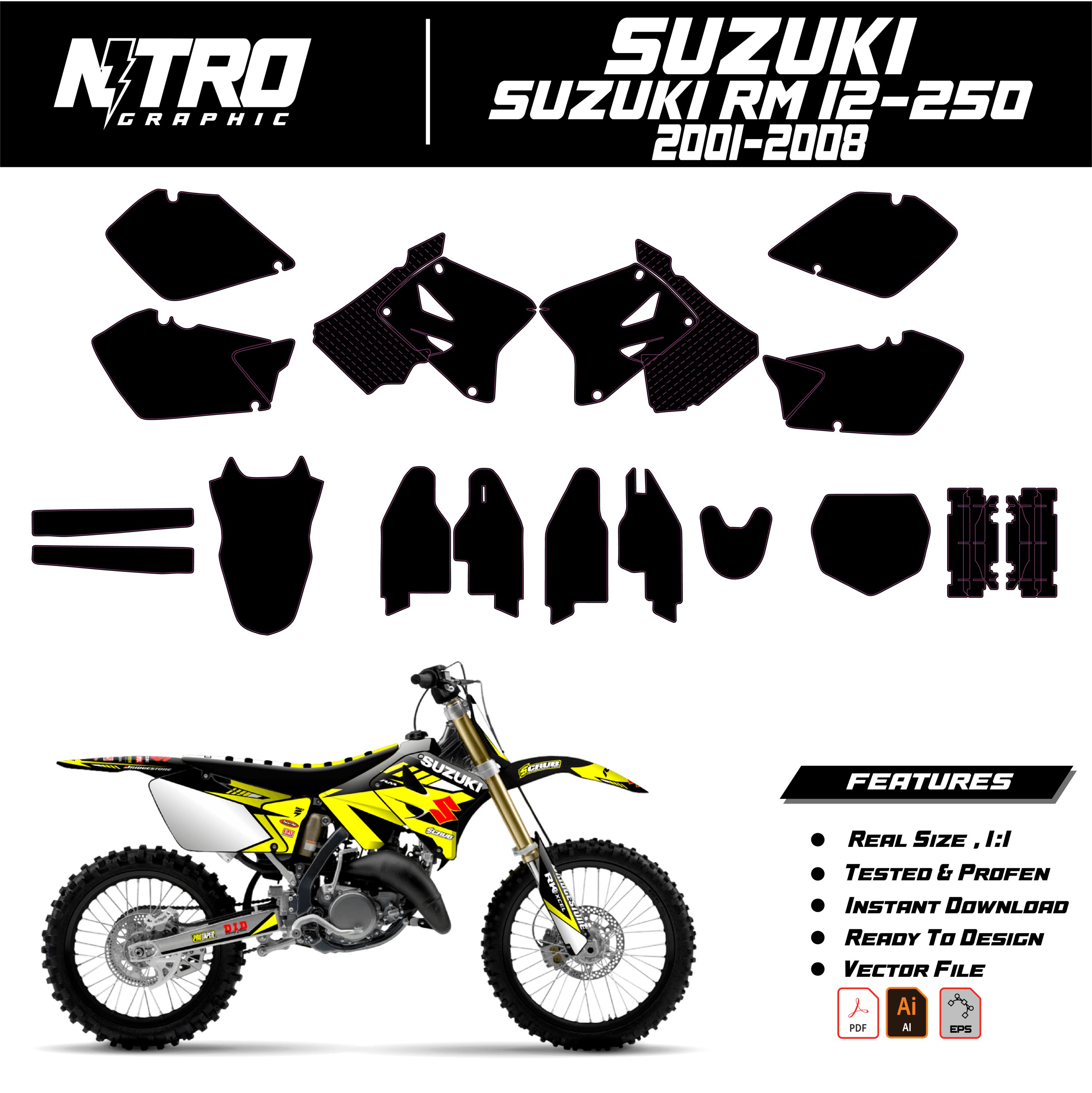 TEMPLATE Suzuki RM 12-250 2001 2002 2003 2004 2005 2006 2007 2008