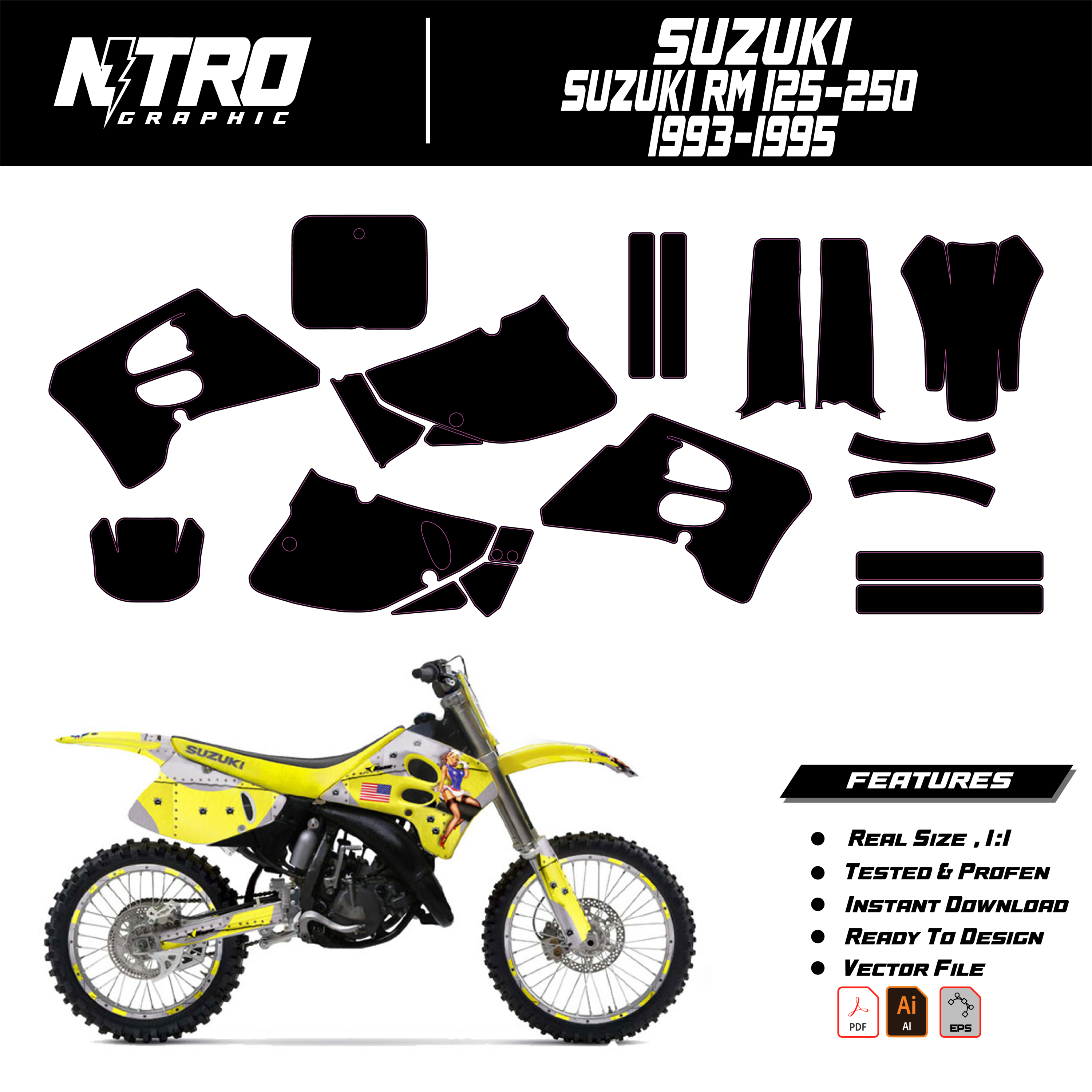 TEMPLATE SUZUKI RM 125-250 1993 1994 1995