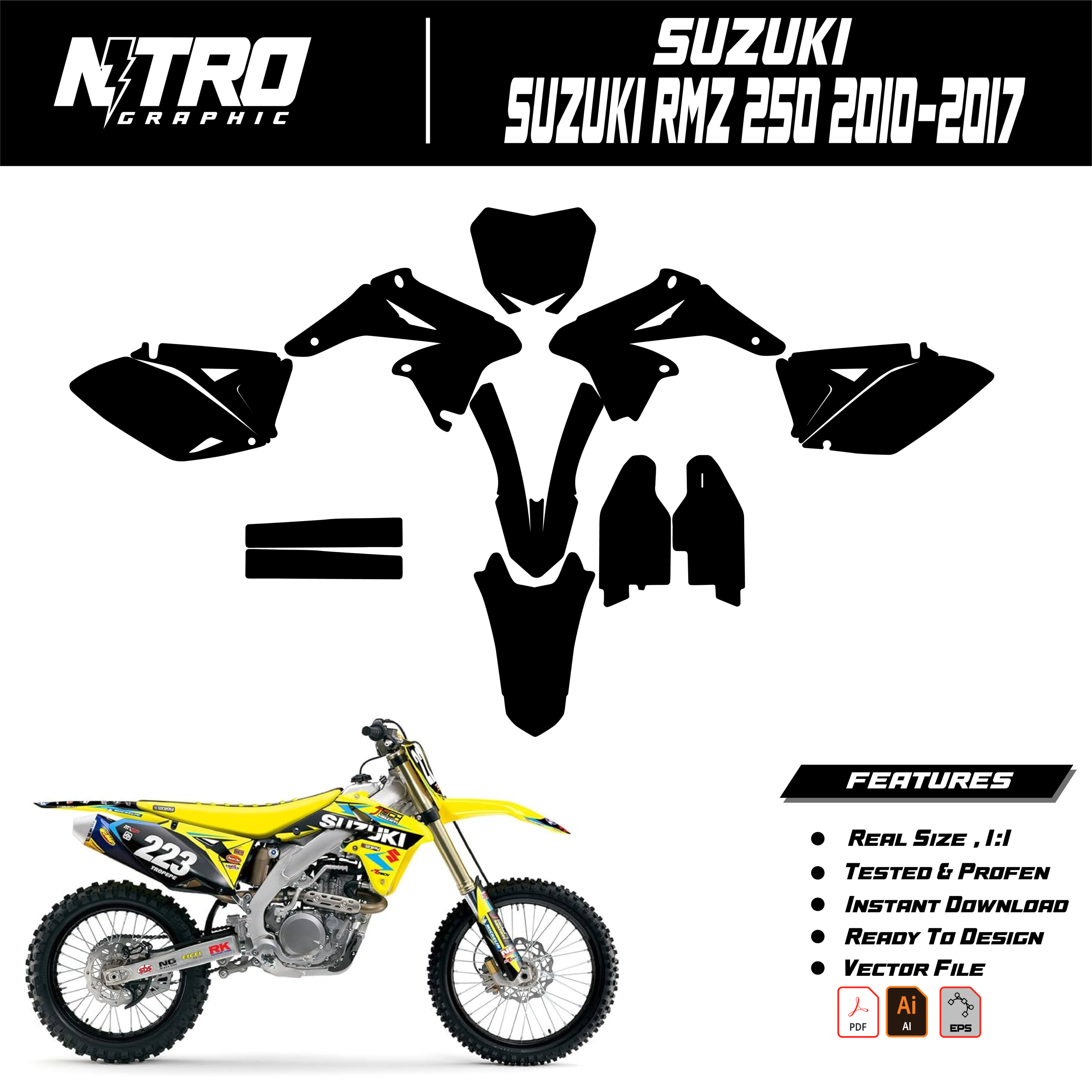 TEMPLATE Suzuki RMZ 250 2010 2011 2012 2013 2014 2015 2016 2017