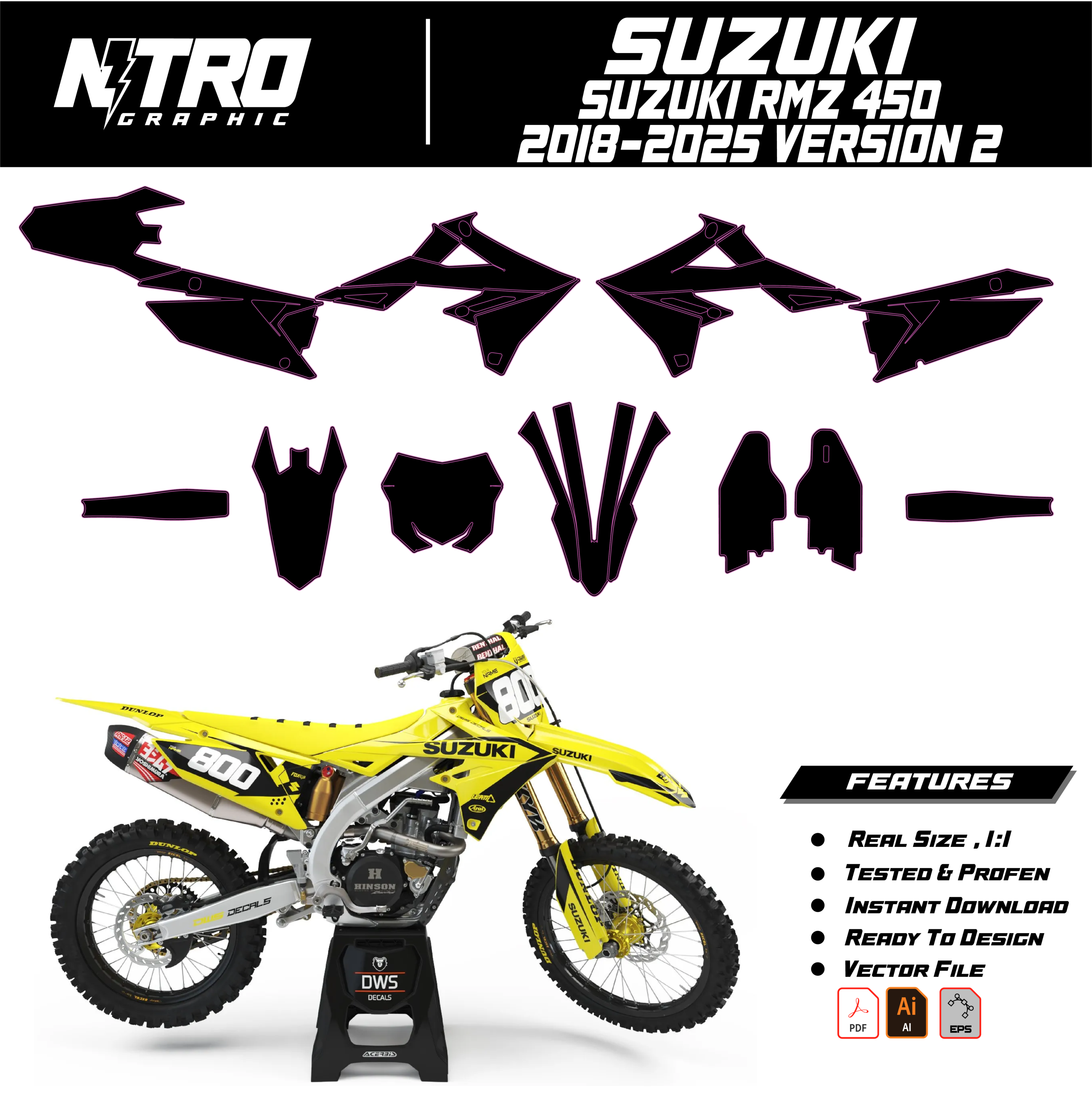 TEMPLATE Suzuki RMZ 450 2018 2019 2020 2021 2022 2023 2024 2025 Version 2