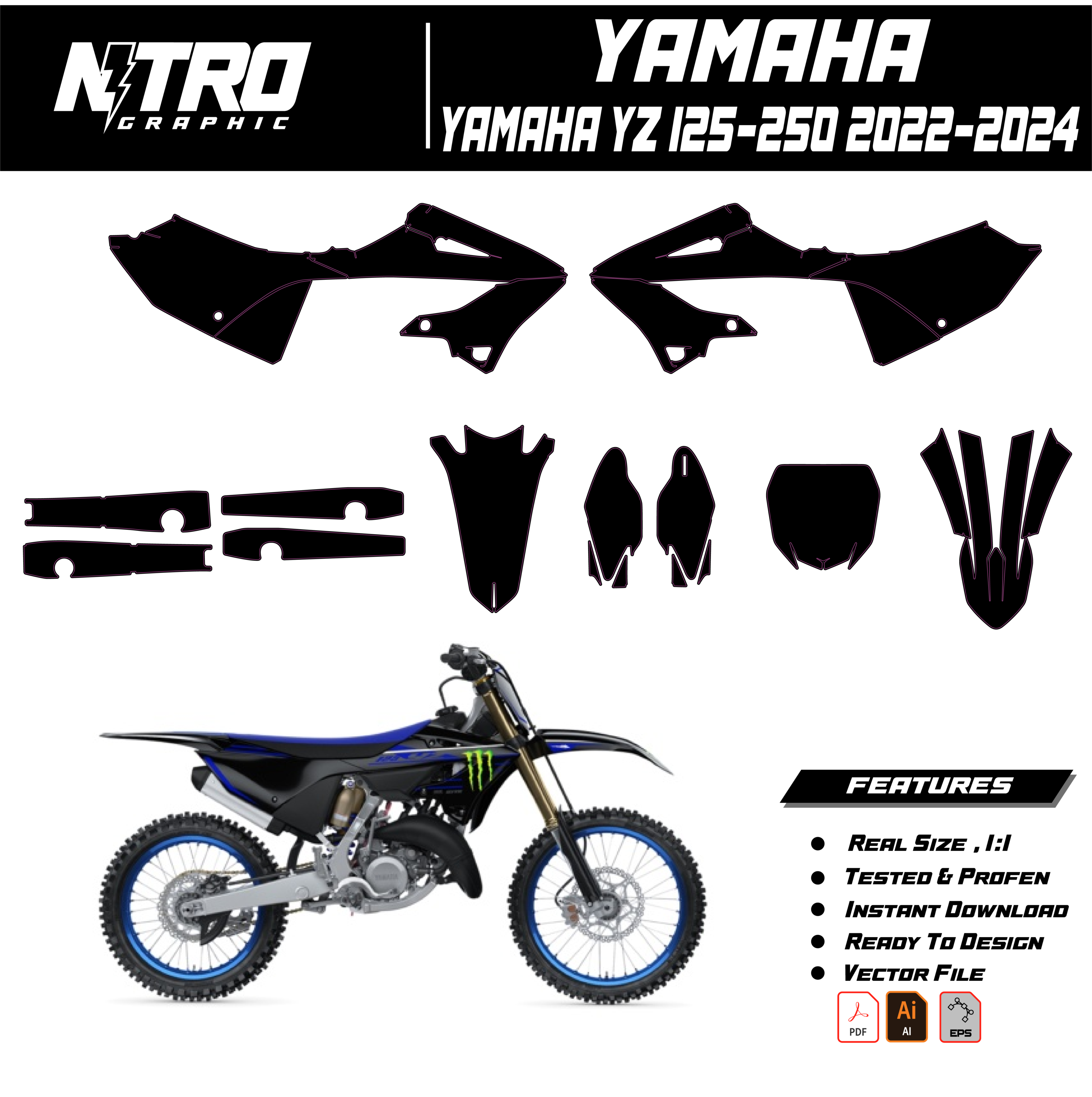 TEMPLATE YAMAHA YZ 125-250 2022 2023 2024