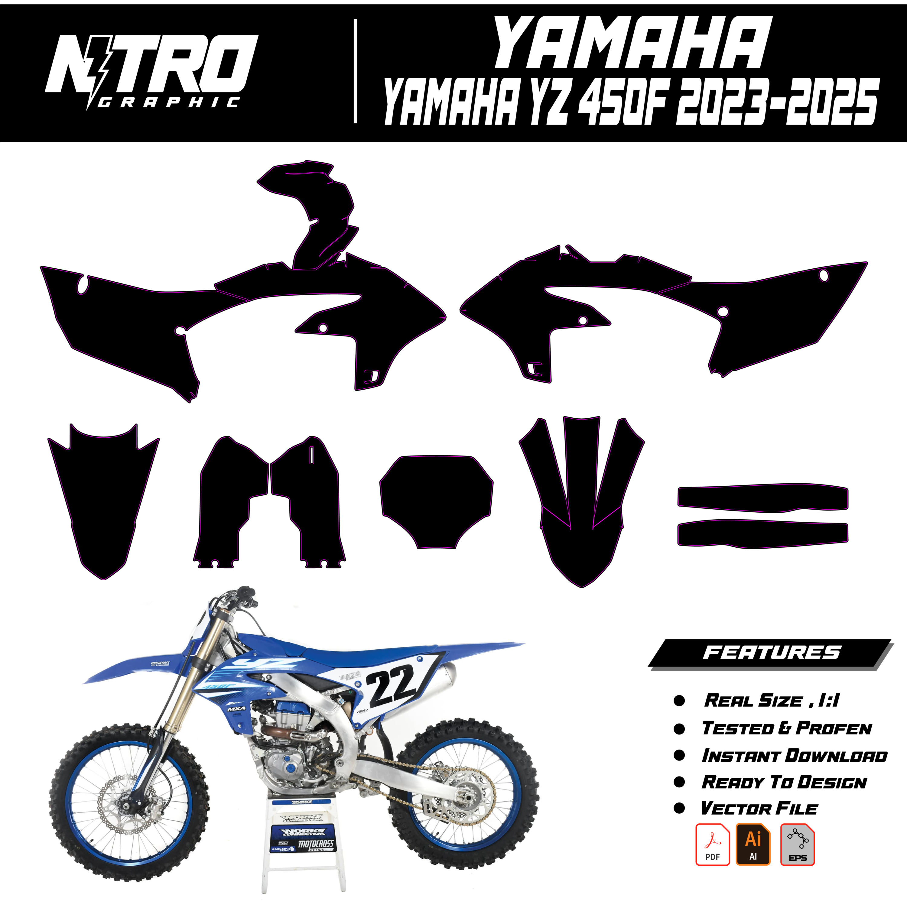 TEMPLATE YAMAHA YZ 450F 2023 2024 2025