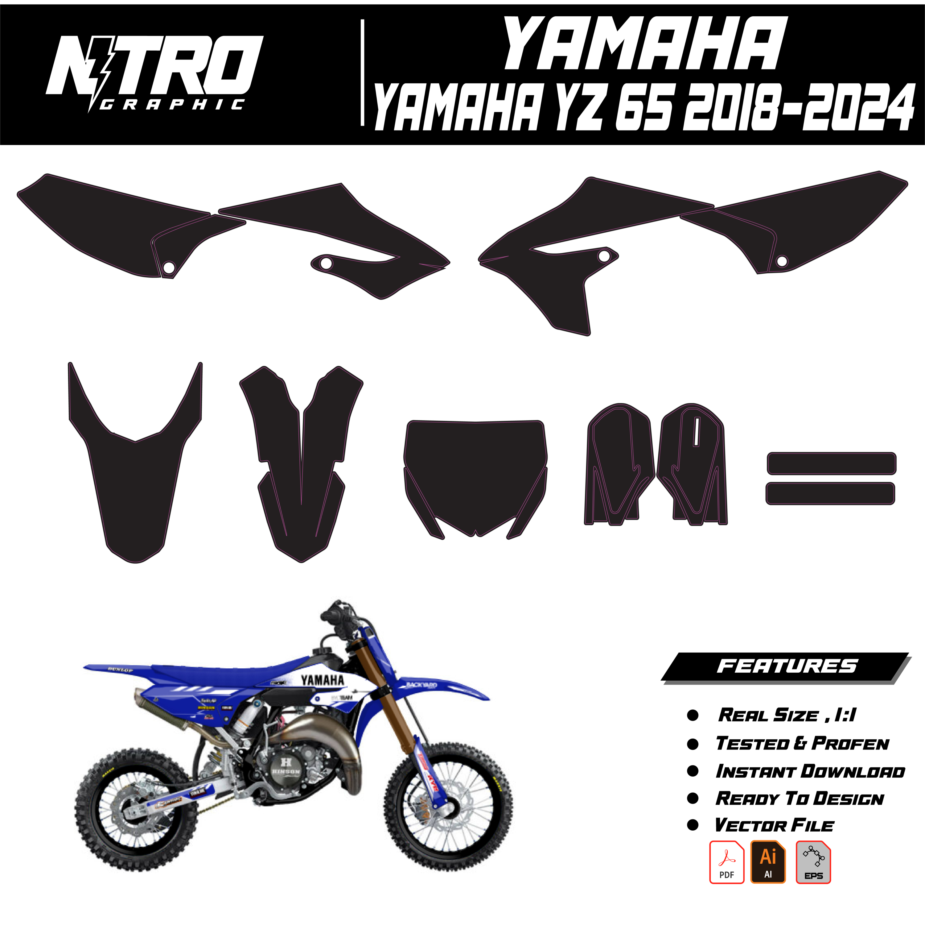TEMPLATE YAMAHA YZ 65 2018 2019 2020 2021 2022 2023 2024