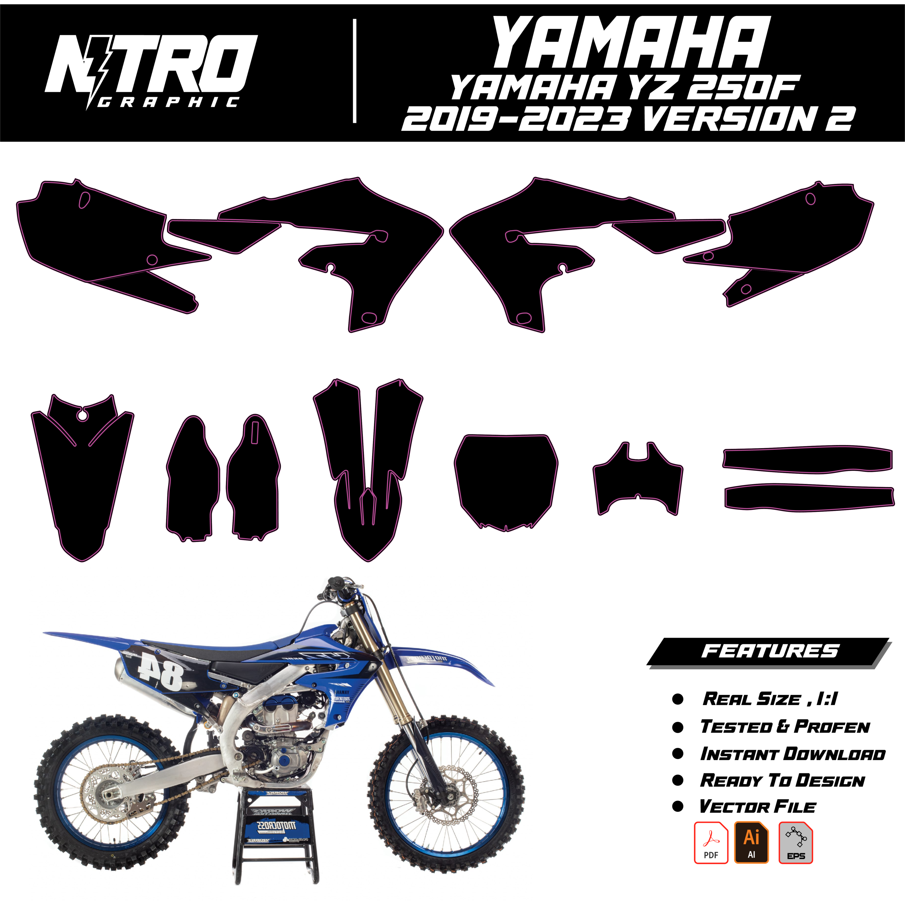 TEMPLATE Yamaha YZ 250F 2019 2020 2021 2022 2023 Version 2
