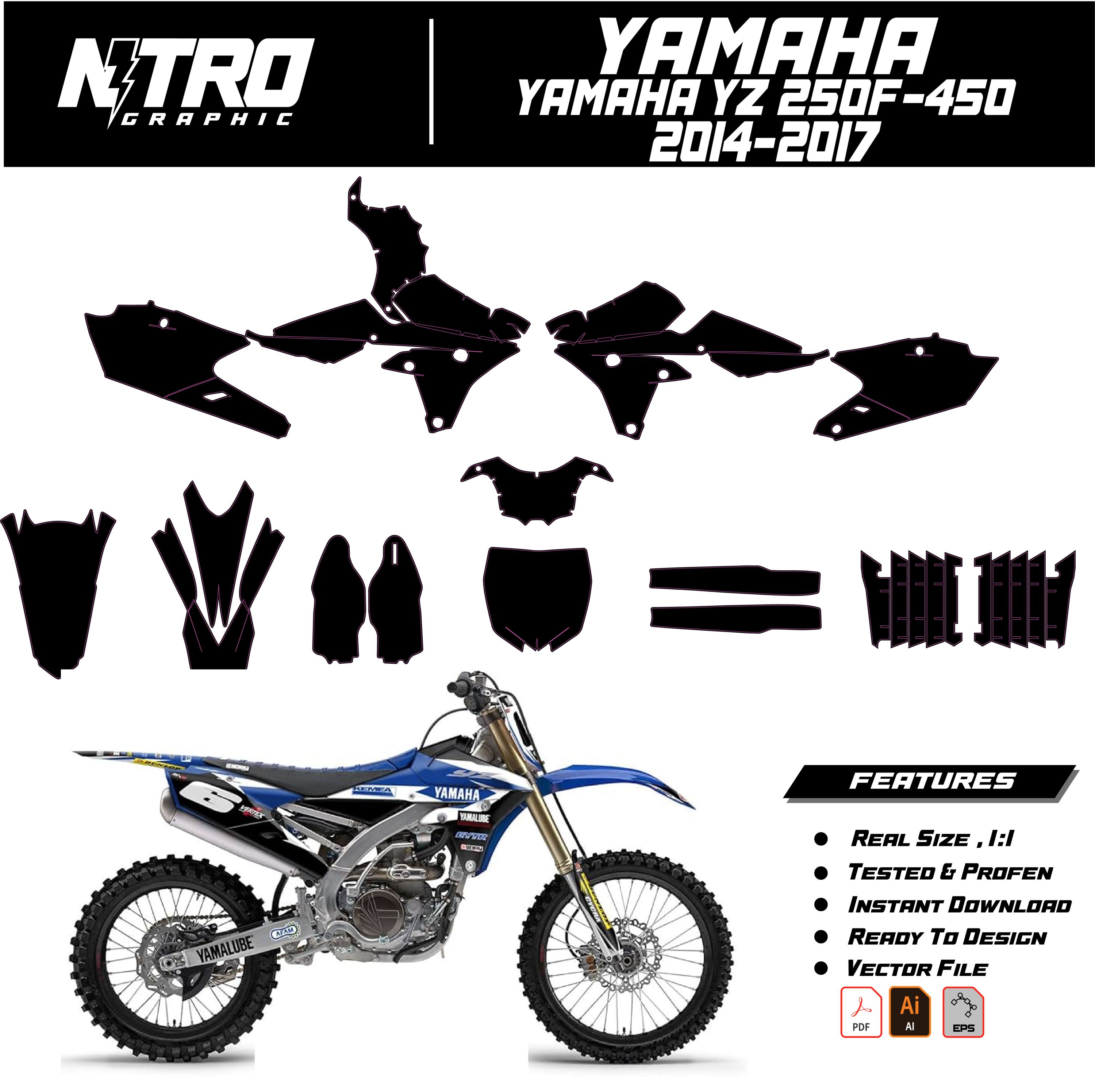 TEMPLATE Yamaha YZ 250F 350 450 2014 2015 2016 2017