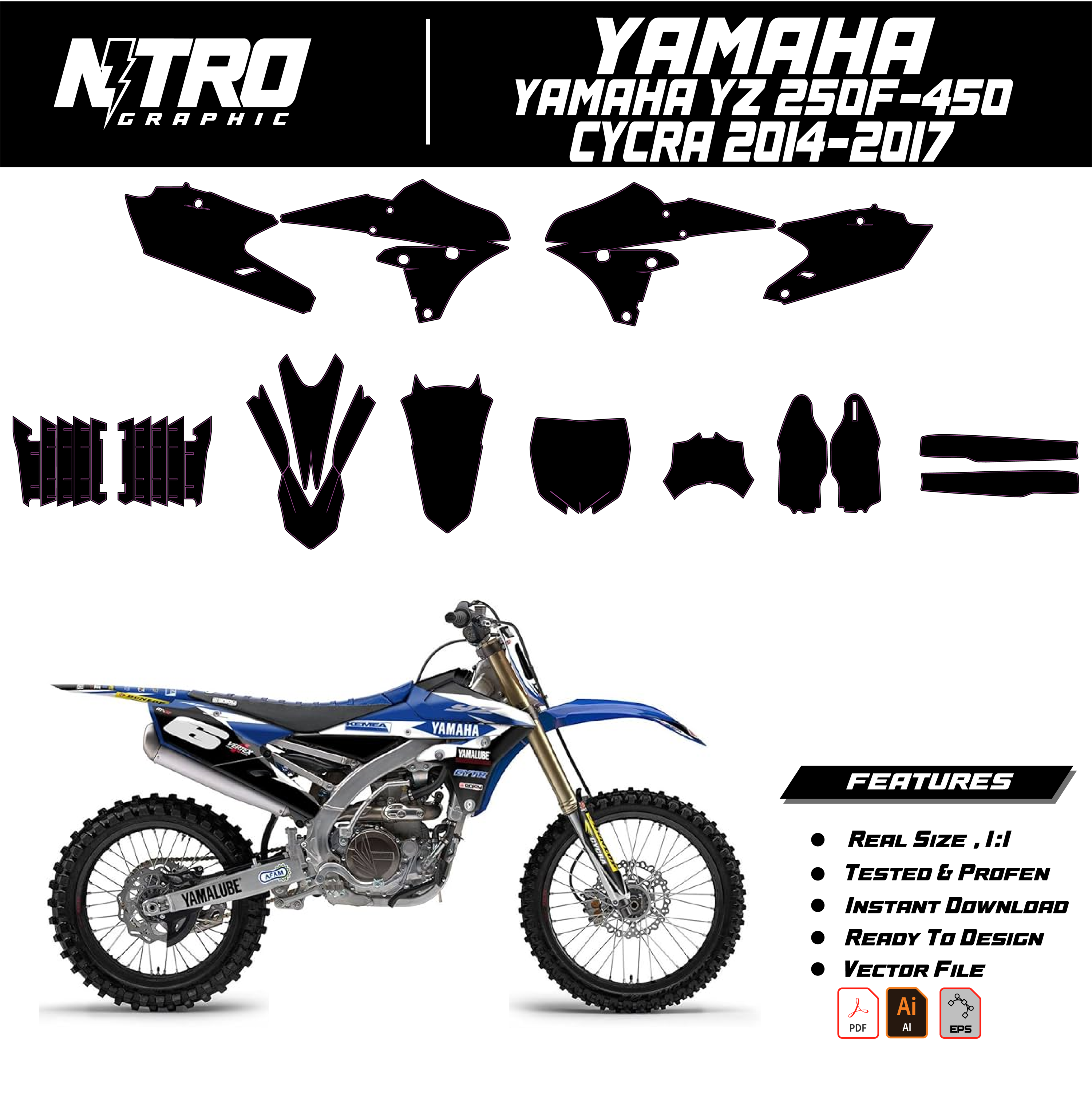 TEMPLATE Yamaha YZ 250F 350 450 CYCRA 2014 2015 2016 2017