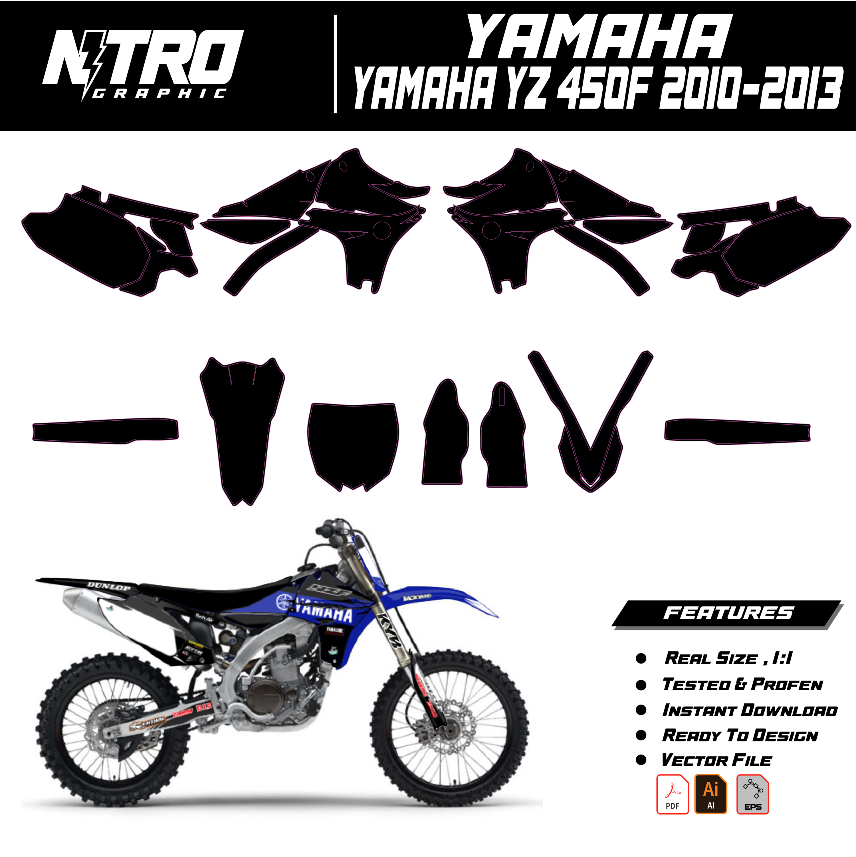 TEMPLATE Yamaha YZ 450F 2010 2011 2012 2013