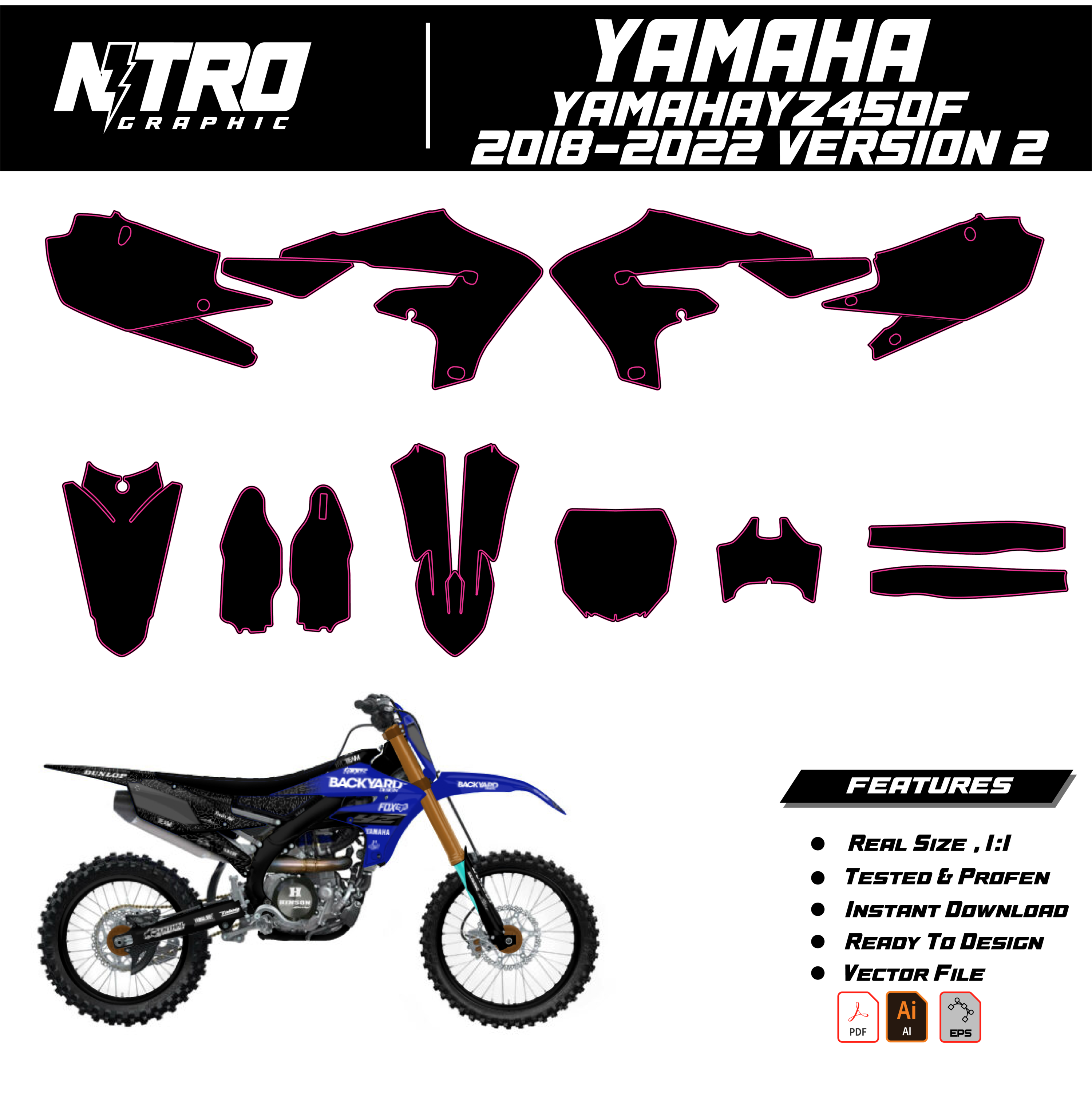 TEMPLATE Yamaha YZ450F 2018 2019 2020 2021 2022 Version 2