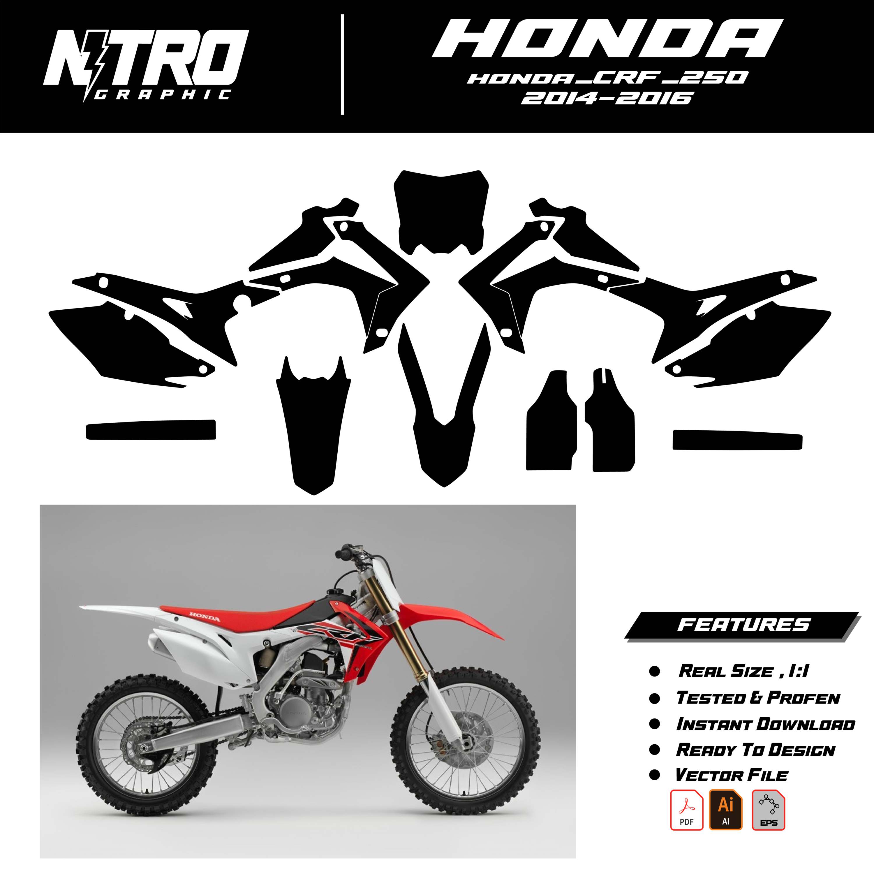 TEMPLATE HONDA CRF 250 2014 2015 2016