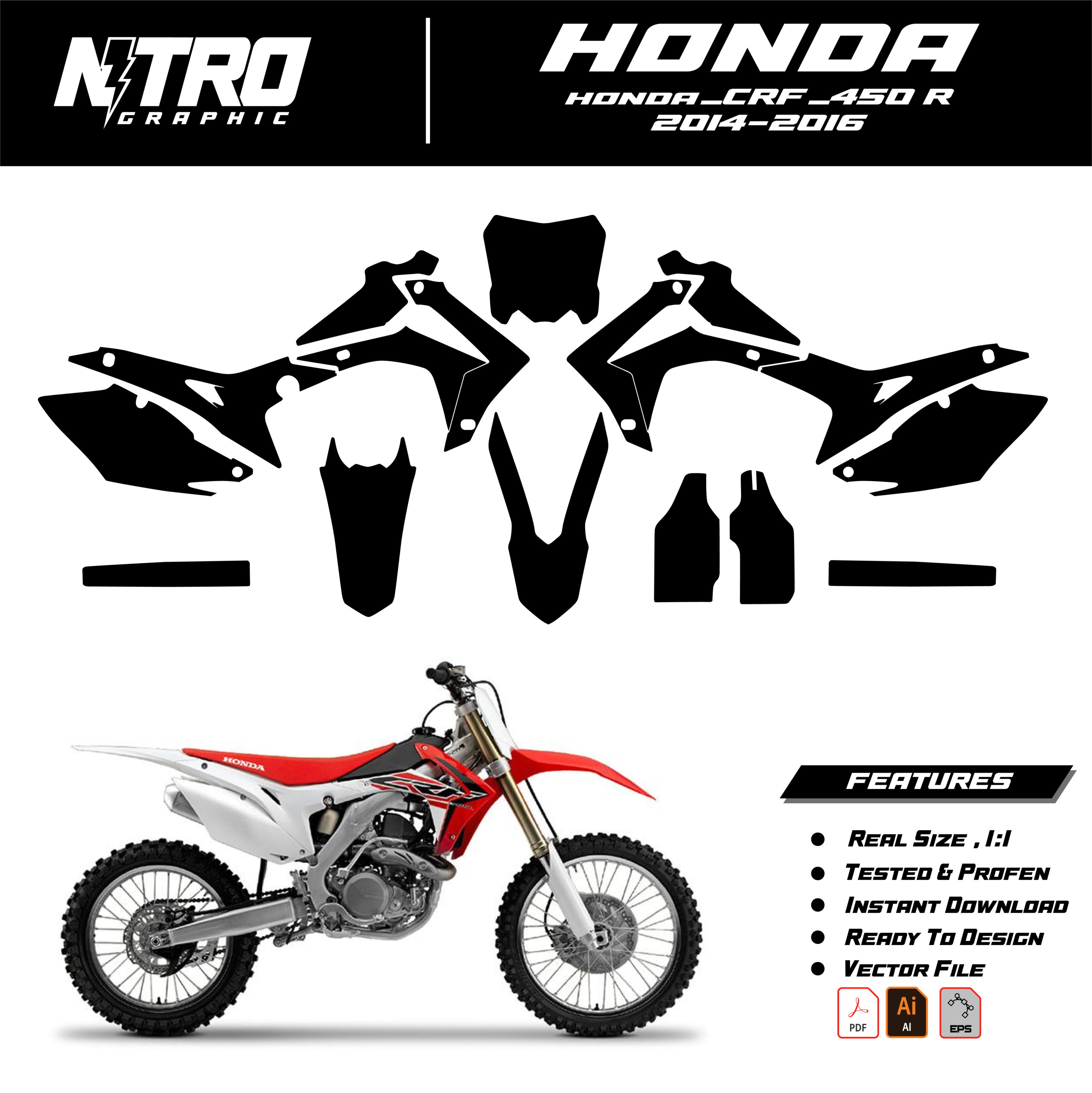 TEMPLATE HONDA CRF 450 2014 2015 2016