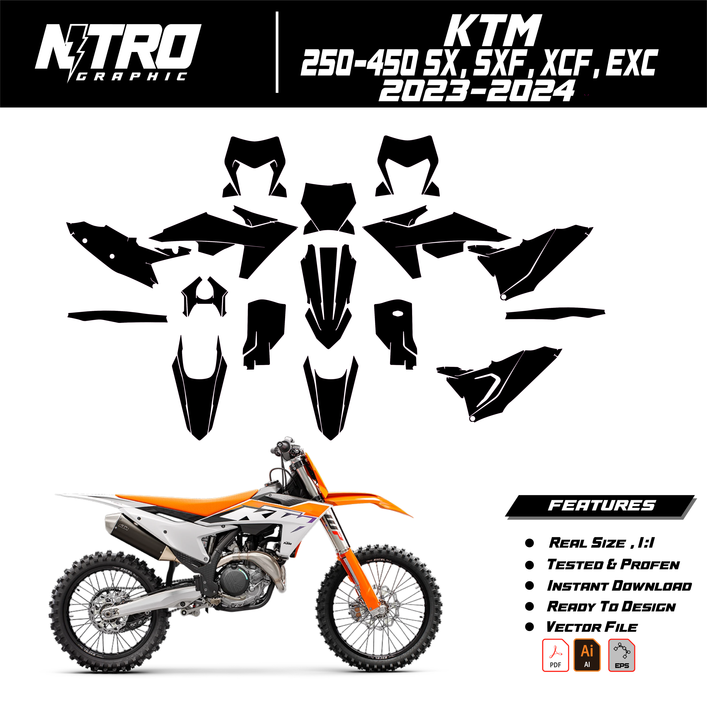 KTM 250-450 SX, SXF, XCF, EXC 2023-2024