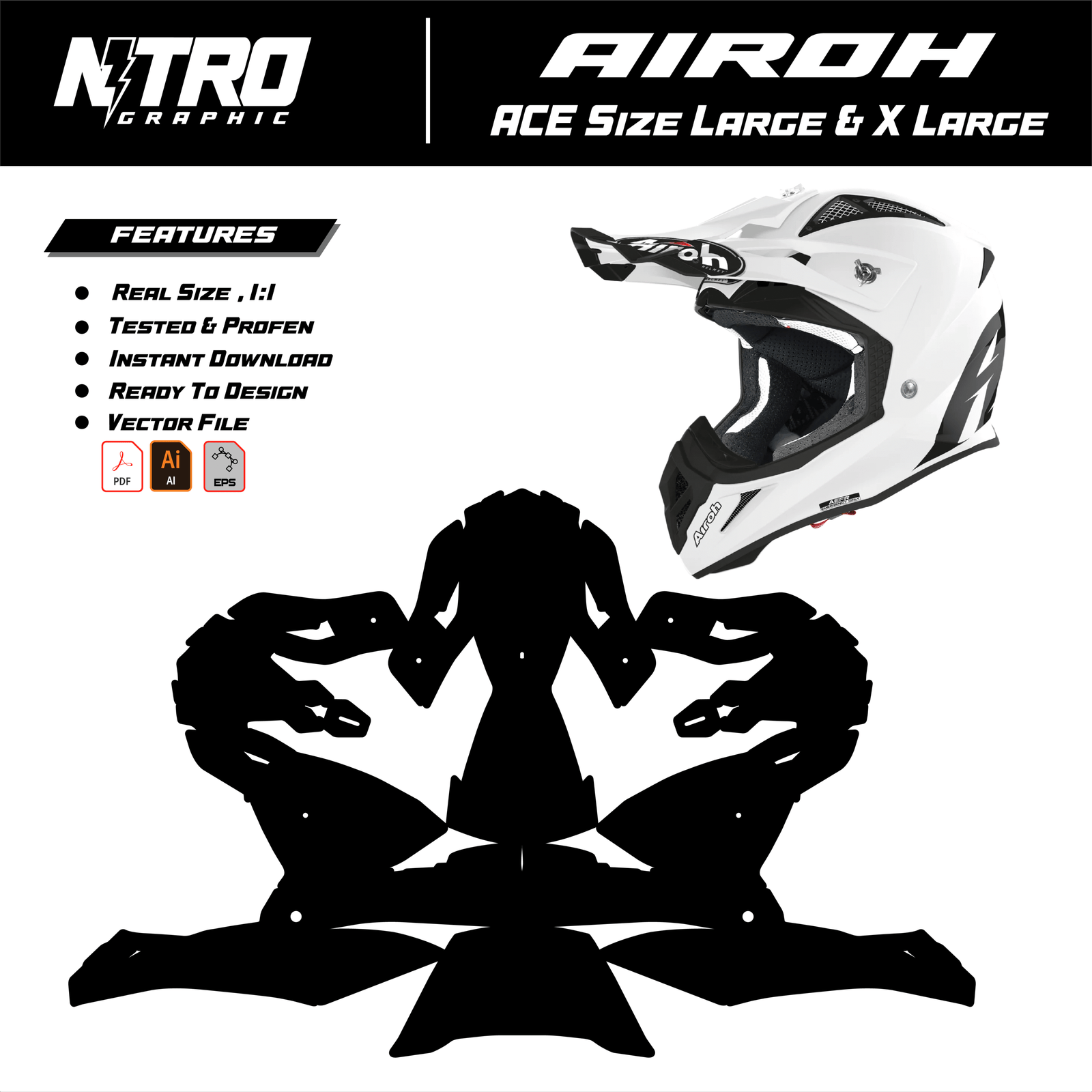 TEMPLATE HELMET Airoh Ace Size Large & XLarge