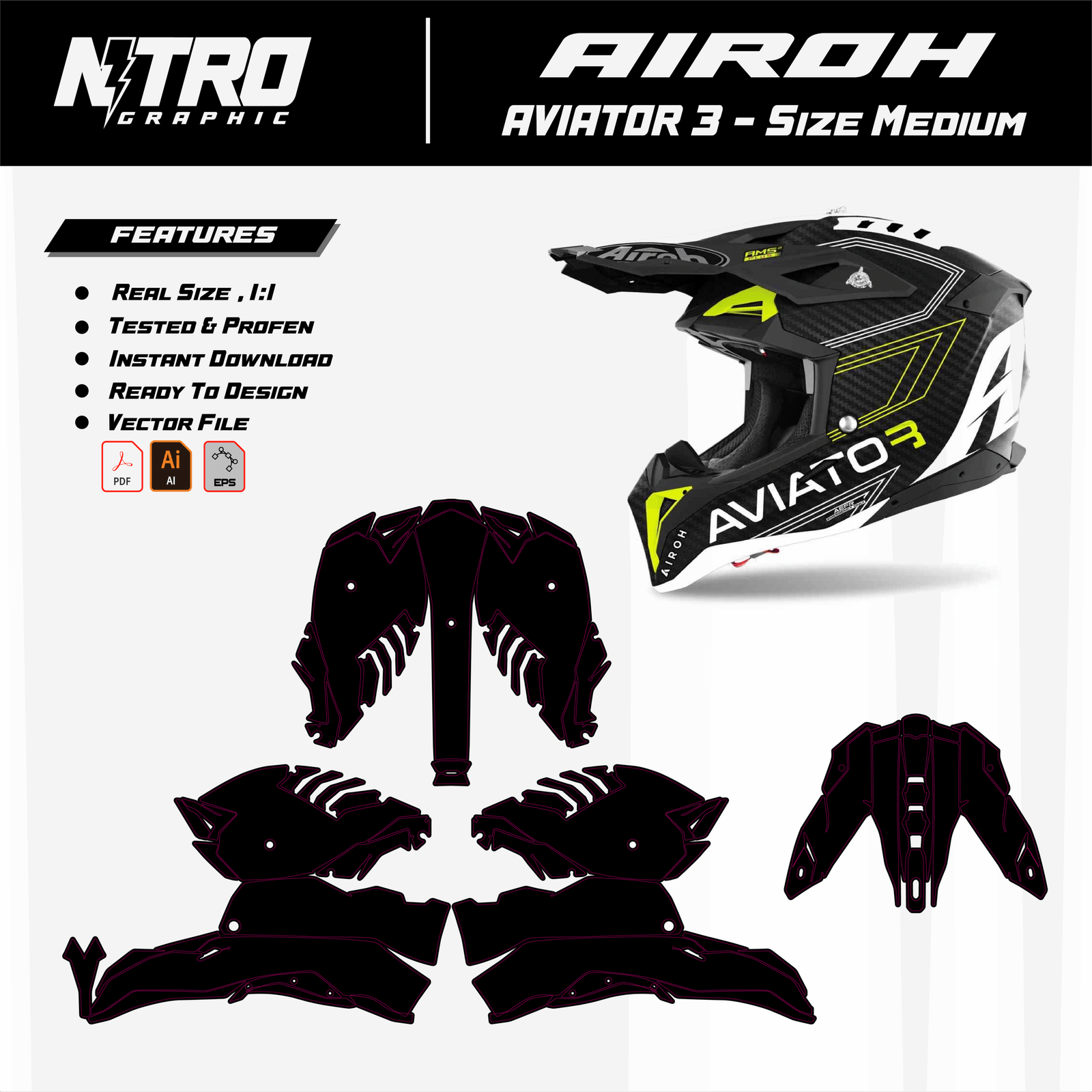 TEMPLATE HELMET Airoh Aviator 3 -  Size Medium