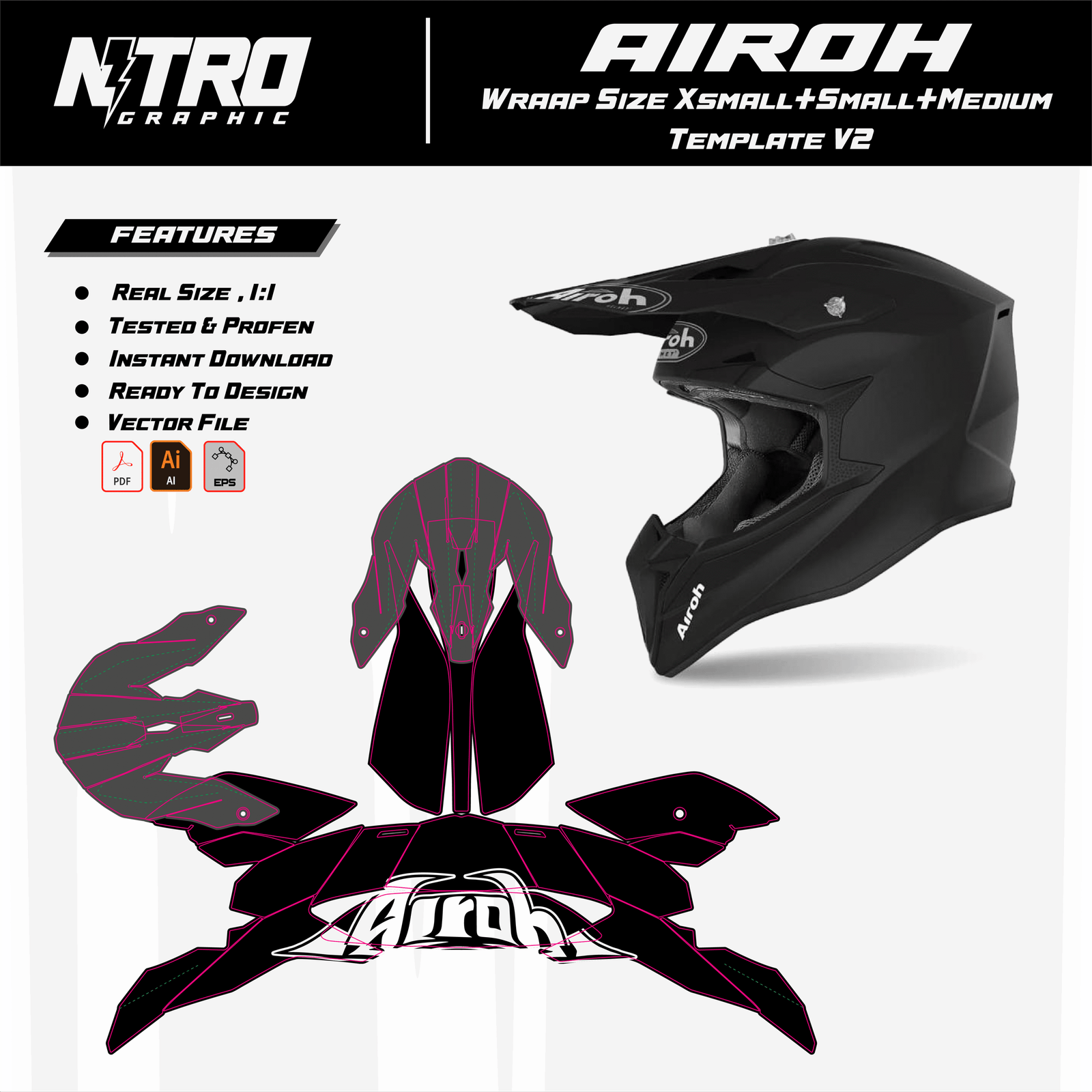 TEMPLATE Airoh Wraap Size Xsmall+Small+Medium V2