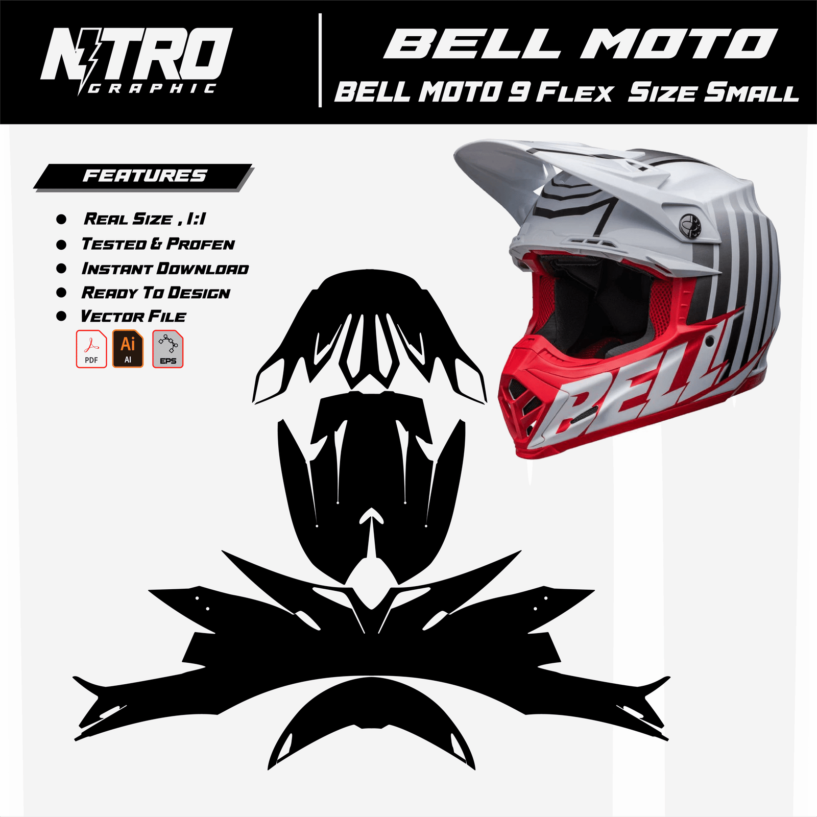 TEMPLATE HELMET BELL MOTO 9 FLEX SIZE SMALL