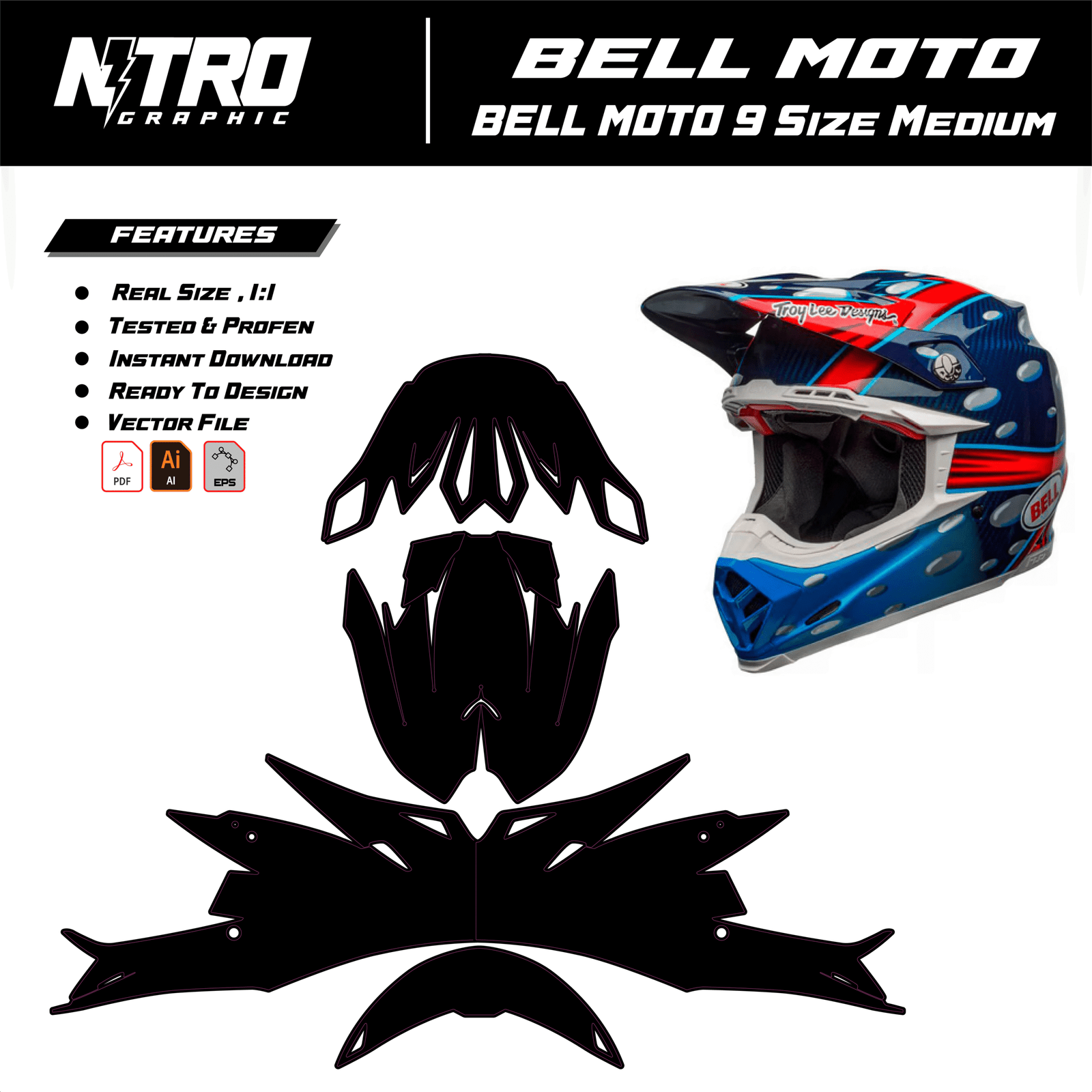 TEMPLATE HELMET BELL MOTO 9 Size Medium