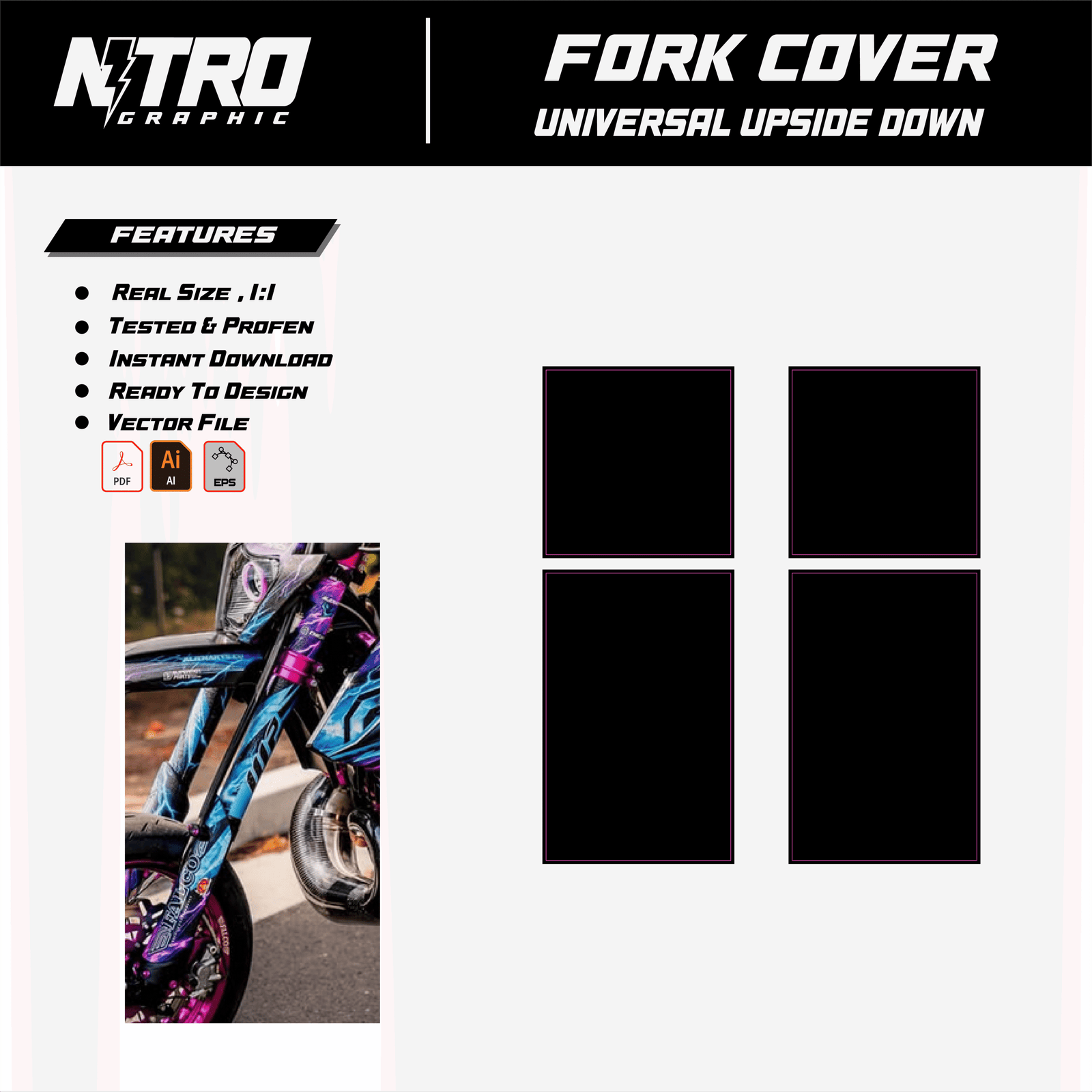 UNIVERSAL FORK COVER TEMPLATE FOR UPSIDE DOWN