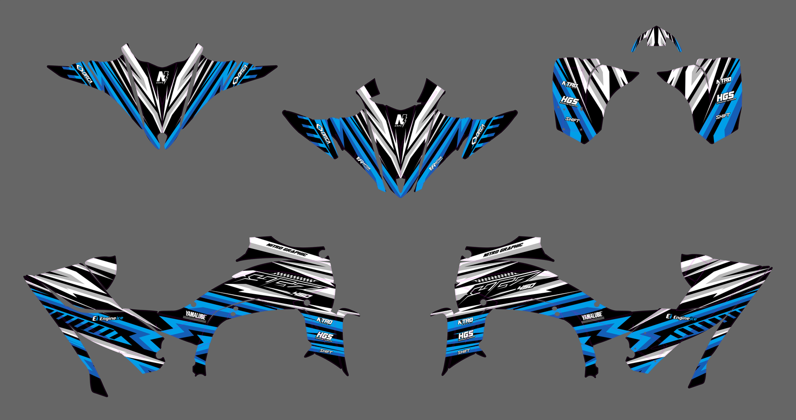 YAMAHA 450 YFZ 2014-2022  _ AGRESSIVES BLUE BLACK