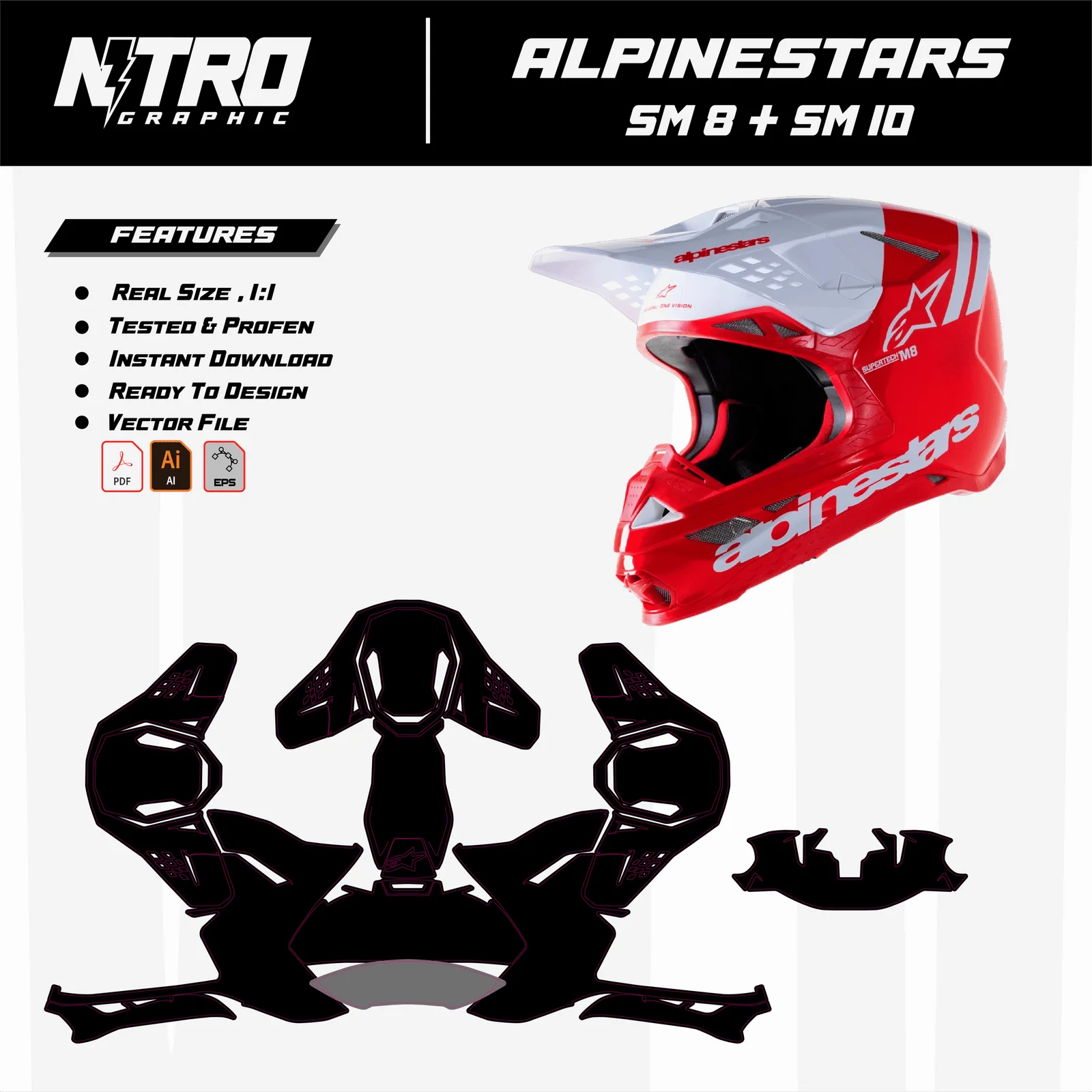 TEMPLATE HELMET ALPINESTARS SM 8 + SM 10