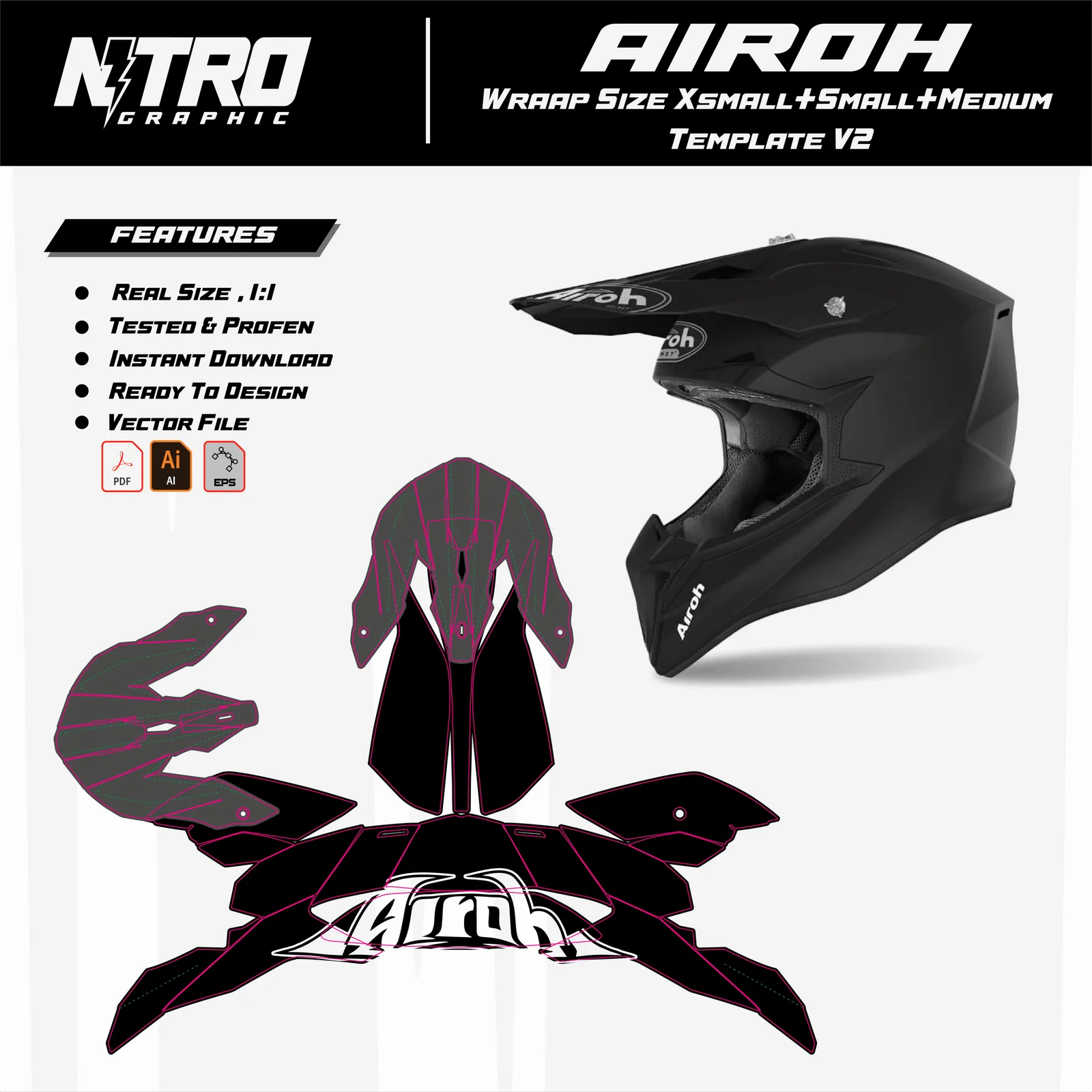 TEMPLATE Airoh Wraap Size Xsmall+Small+Medium V2